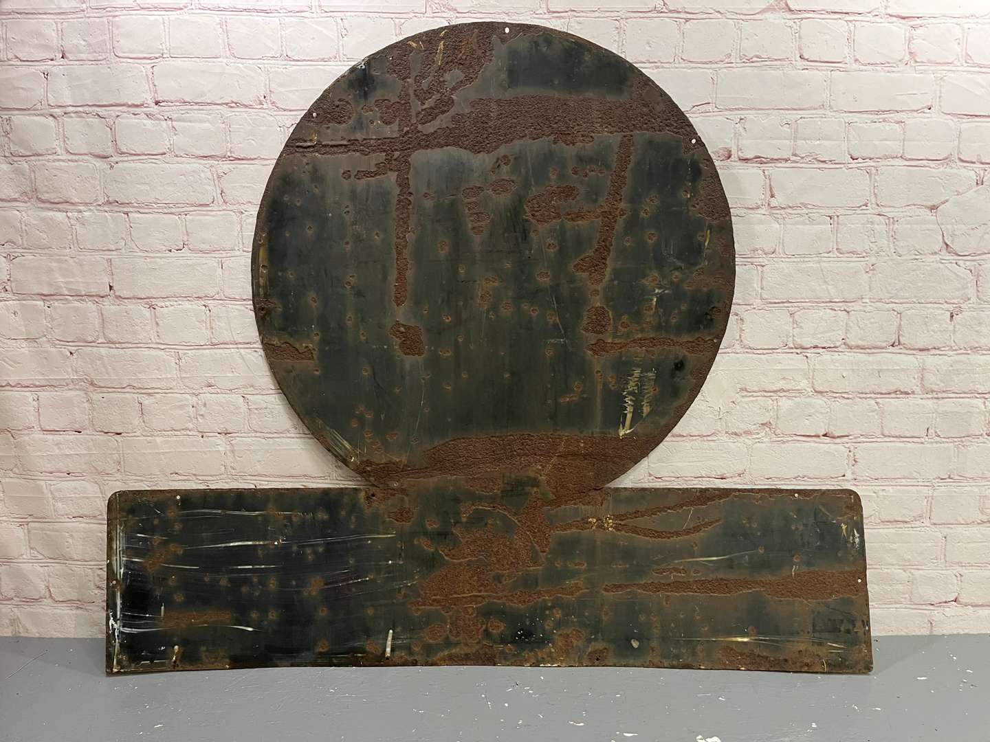 <p>Portland Blue Circle Cement Stocked Here Enamel Sign</p>