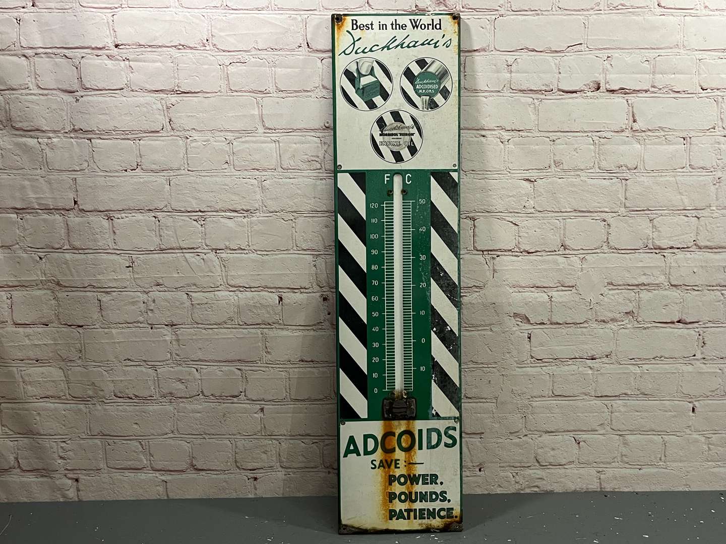 <p>Duckhams Adcoids Enamel Thermometer Enamel Sign a/f&nbsp;</p>