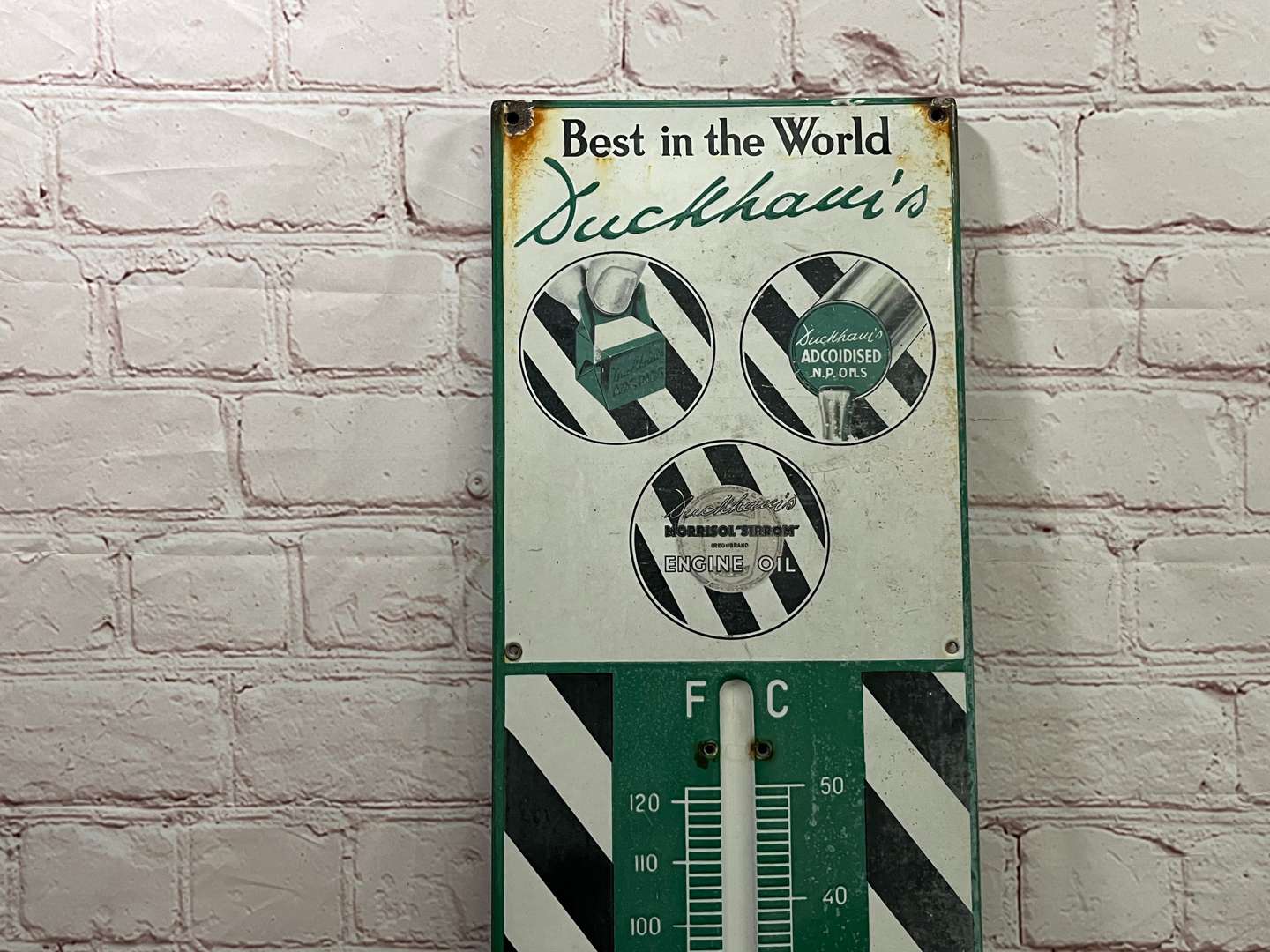 <p>Duckhams Adcoids Enamel Thermometer Enamel Sign a/f&nbsp;</p>