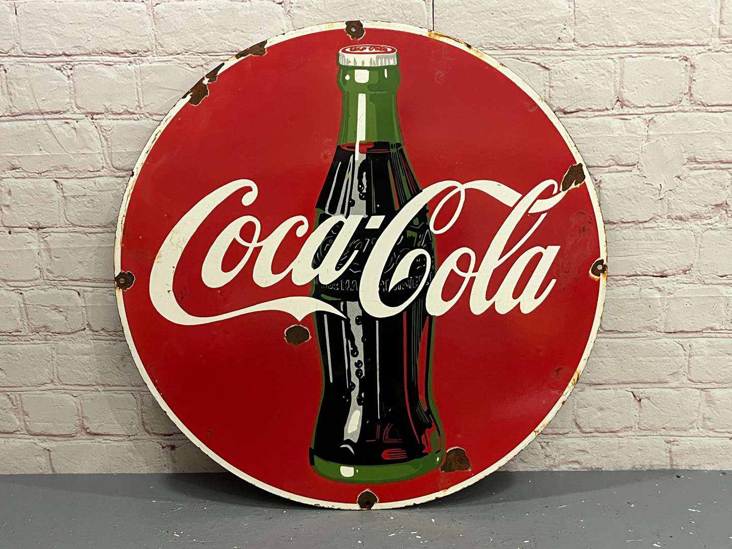<p>Coca-Cola Circular Enamel Sign</p>