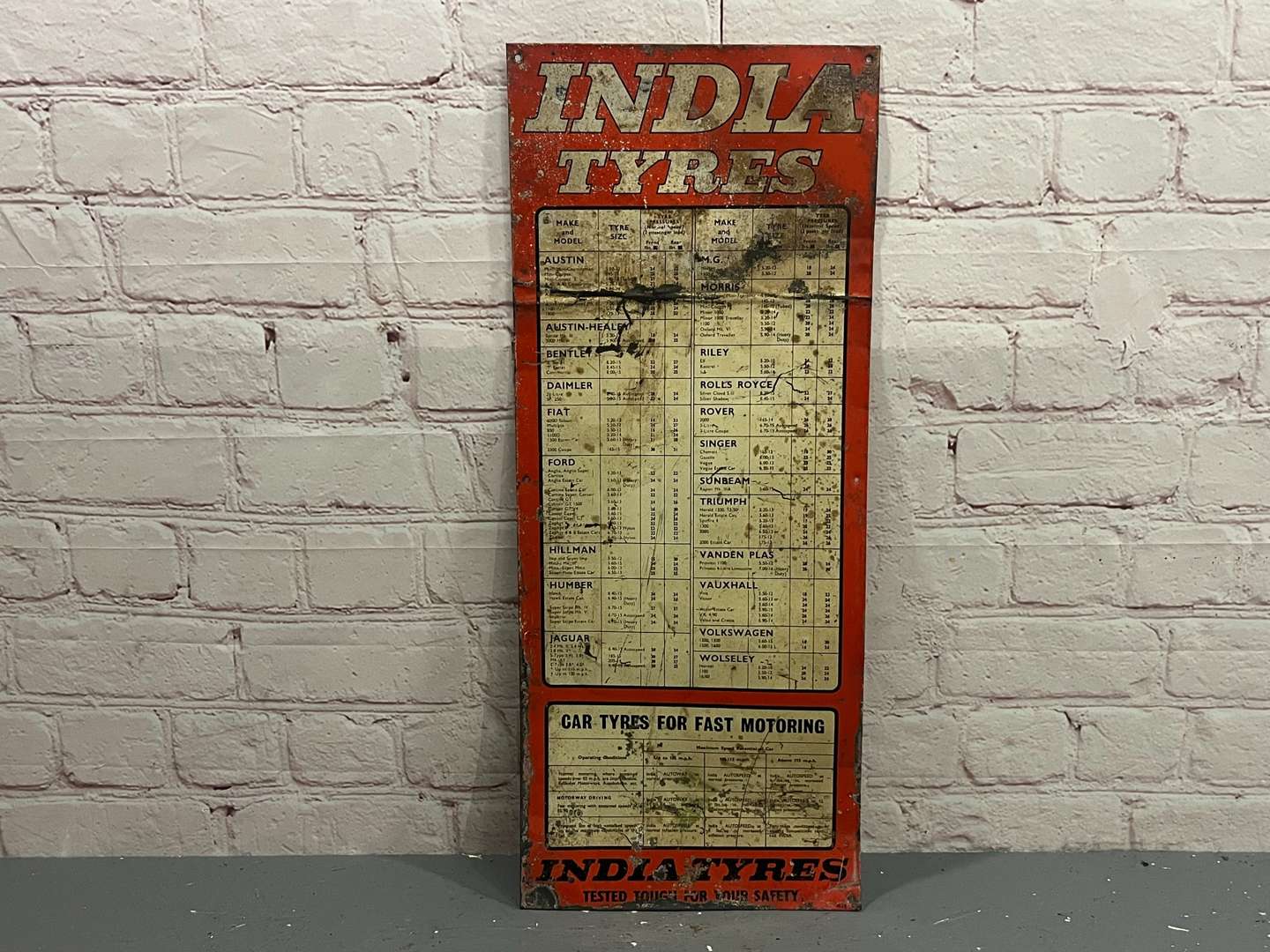 <p>India Tyres Tin Safety Sign</p>