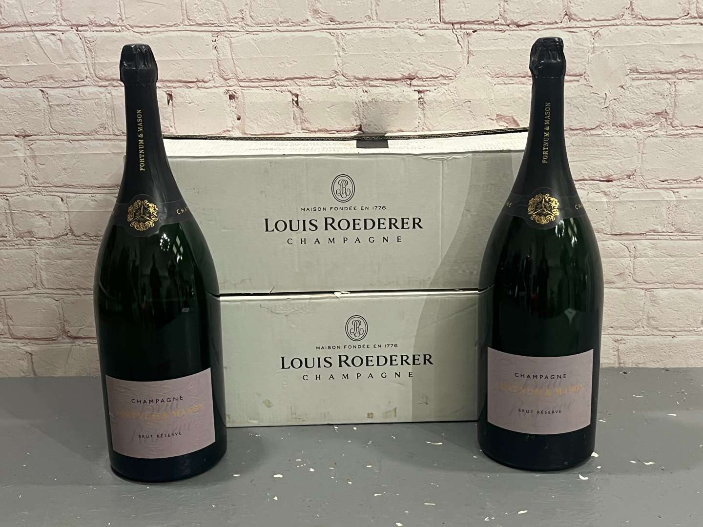 <p>Two Fortnum and Mason Large Shop Display Champagne Bottles and Boxes</p>