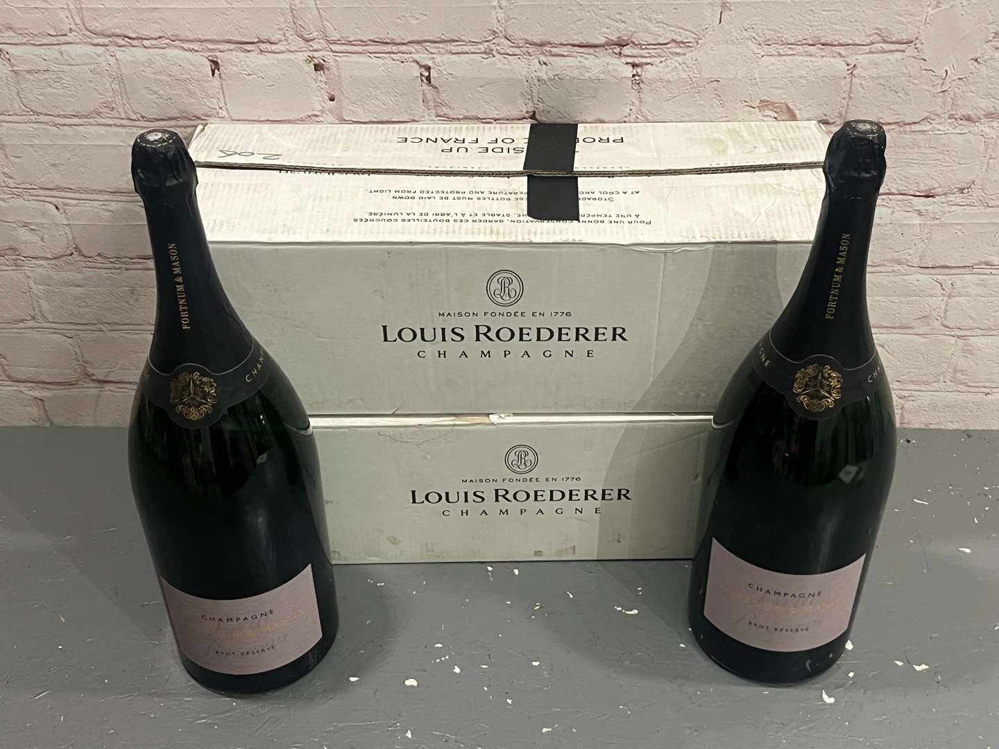 <p>Two Fortnum and Mason Large Shop Display Champagne Bottles and Boxes</p>