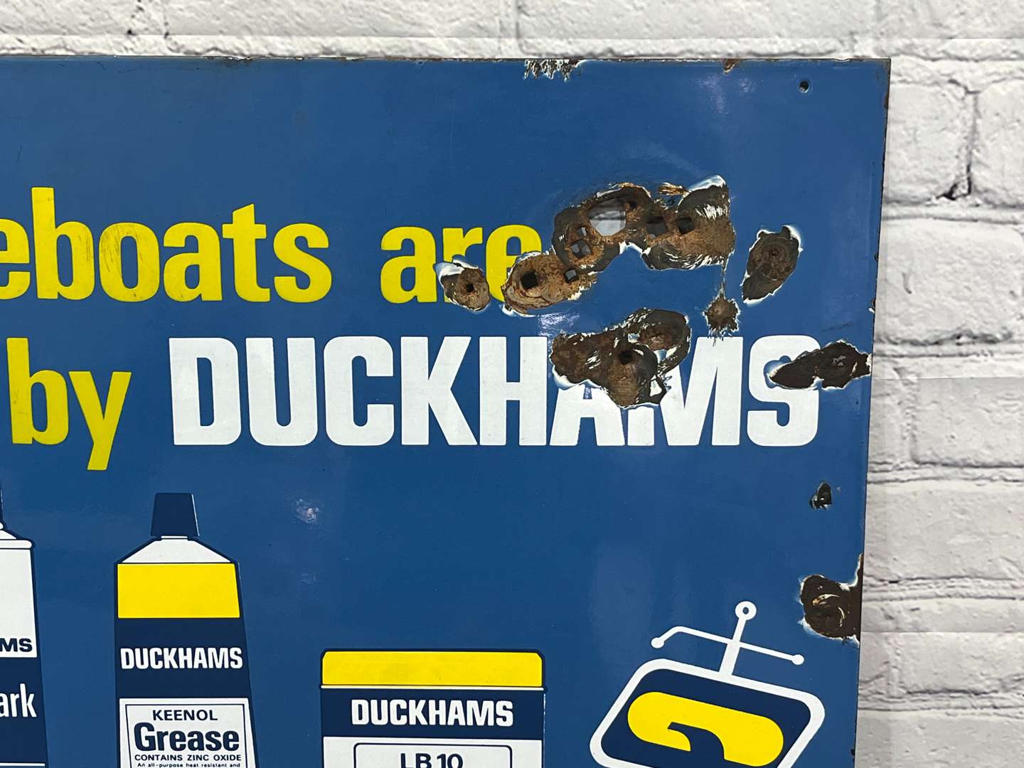 <p>RNLI Lifeboats Are Lubricated by Duckhams Enamel Sign</p>