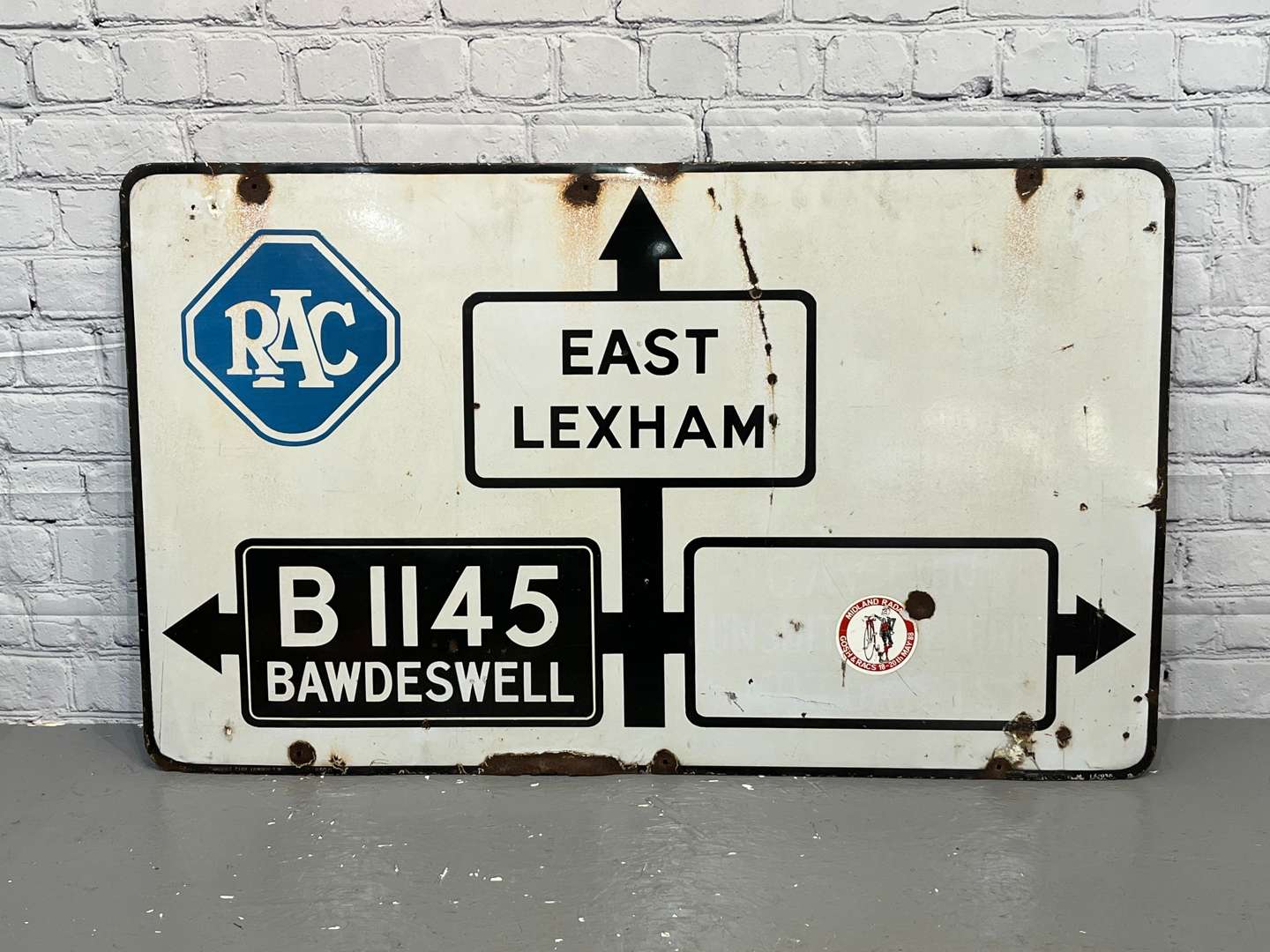 <p>RAC Enamel Road Sign for East Lexham & Bawdeswell Sign</p>