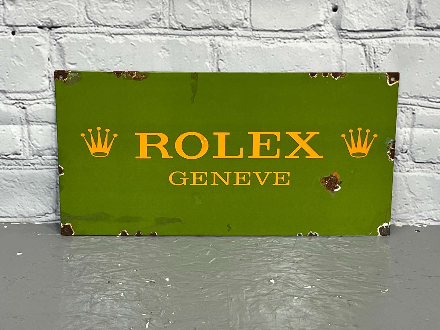 <p>Rolex Geneve Enamel Sign</p>