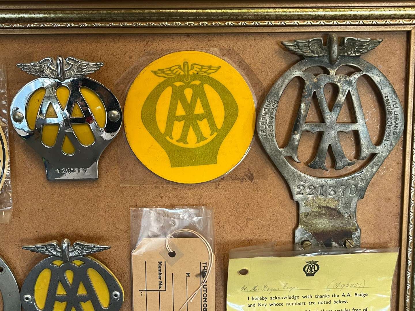 <p>Ten Framed AA Badges, To Include Stenson Cooke Etc</p>