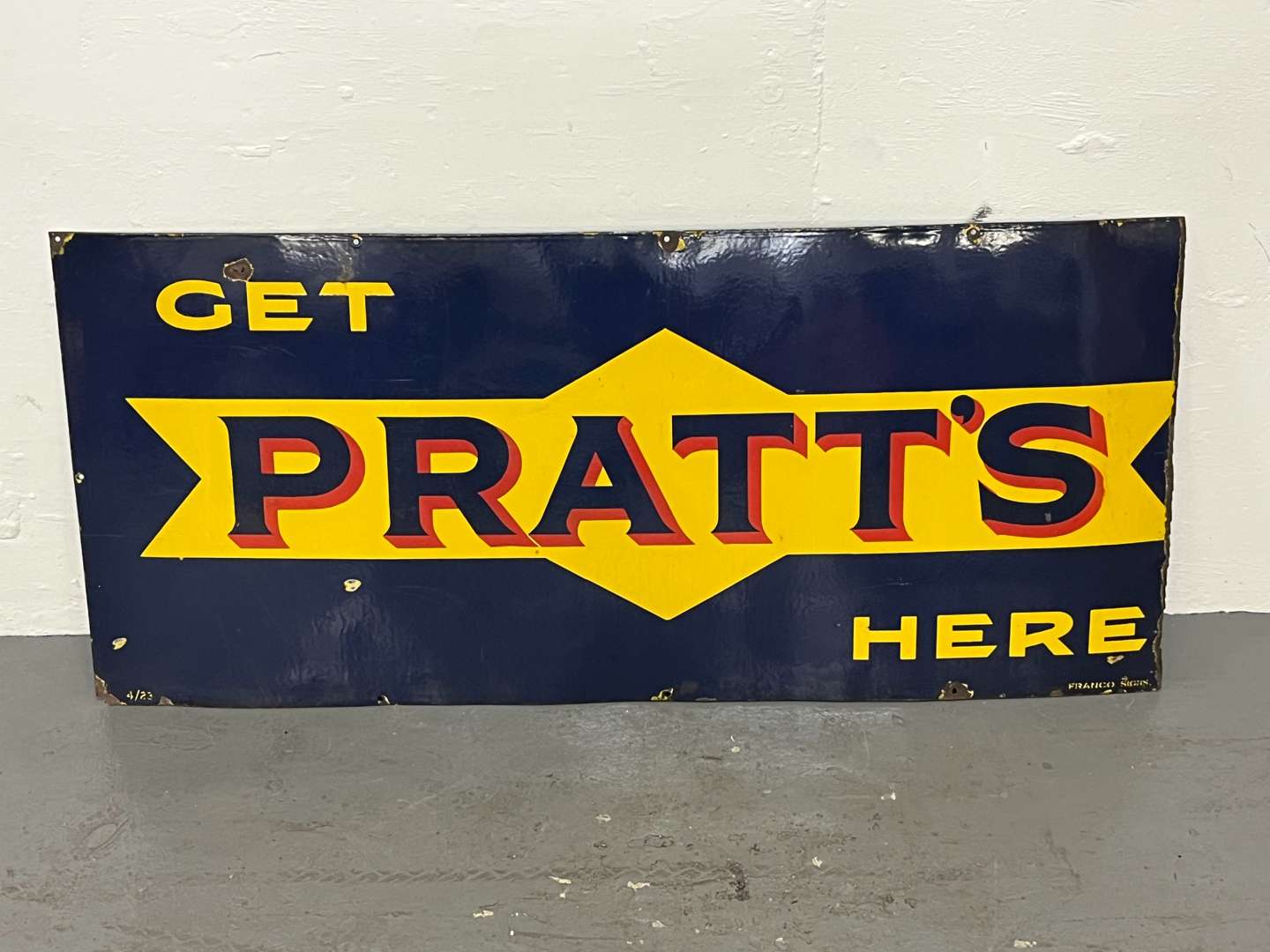 <p>Get Pratt Here Large Enamel Sign</p>