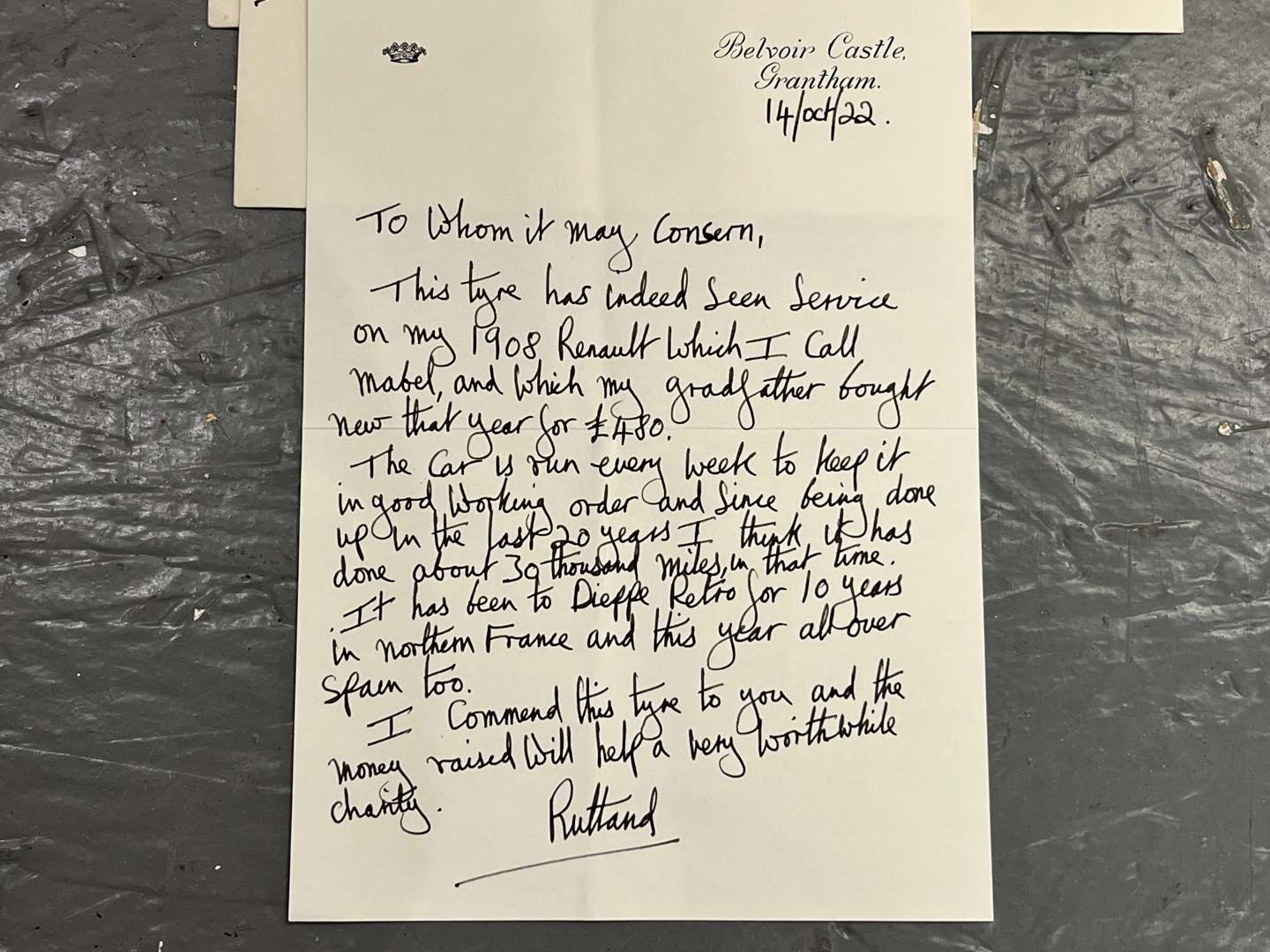 <p>Renault 1908 Dunlop Tyre Clock (From The Duke of Rutland) (ALL PROCEEDS TO CHARITY)</p>