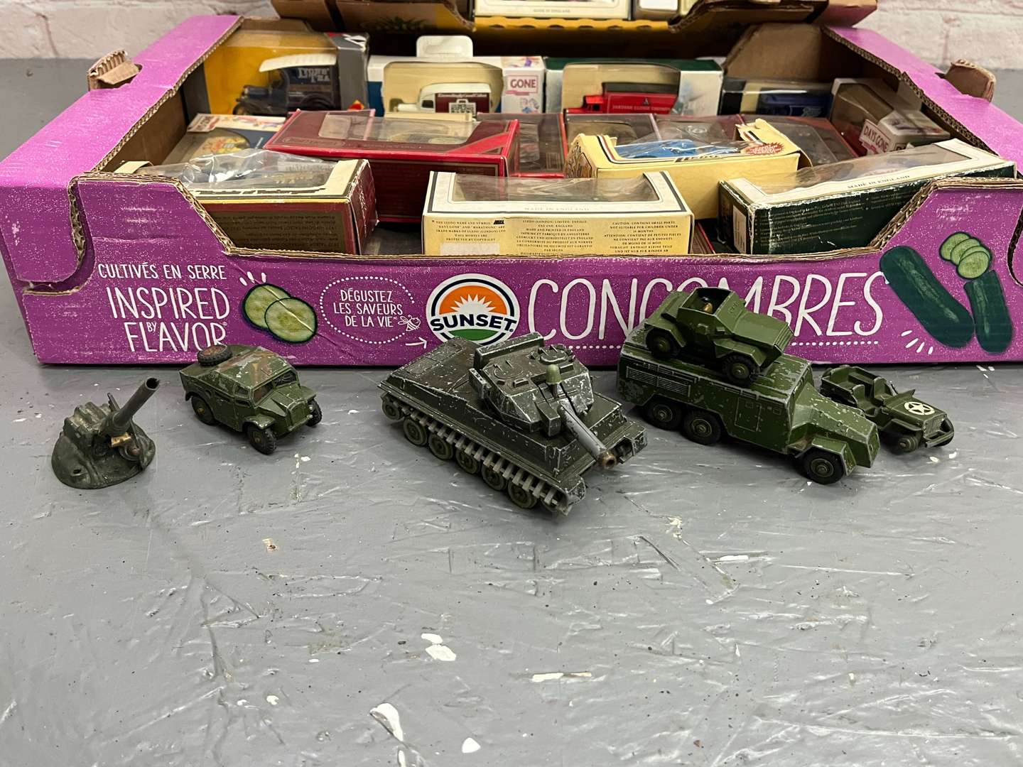 <p>Two Boxes of Model Cars</p>