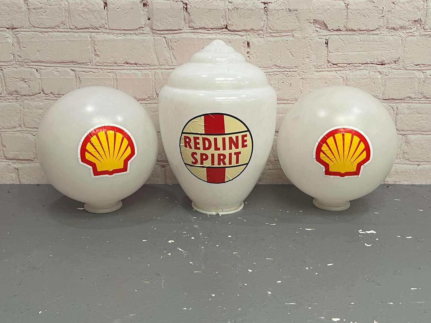<p>Three Plastic Globes With Stickered Livery&nbsp;</p>