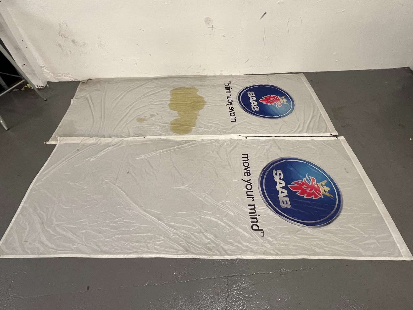 <p>Two Saab Dealership Flags</p>