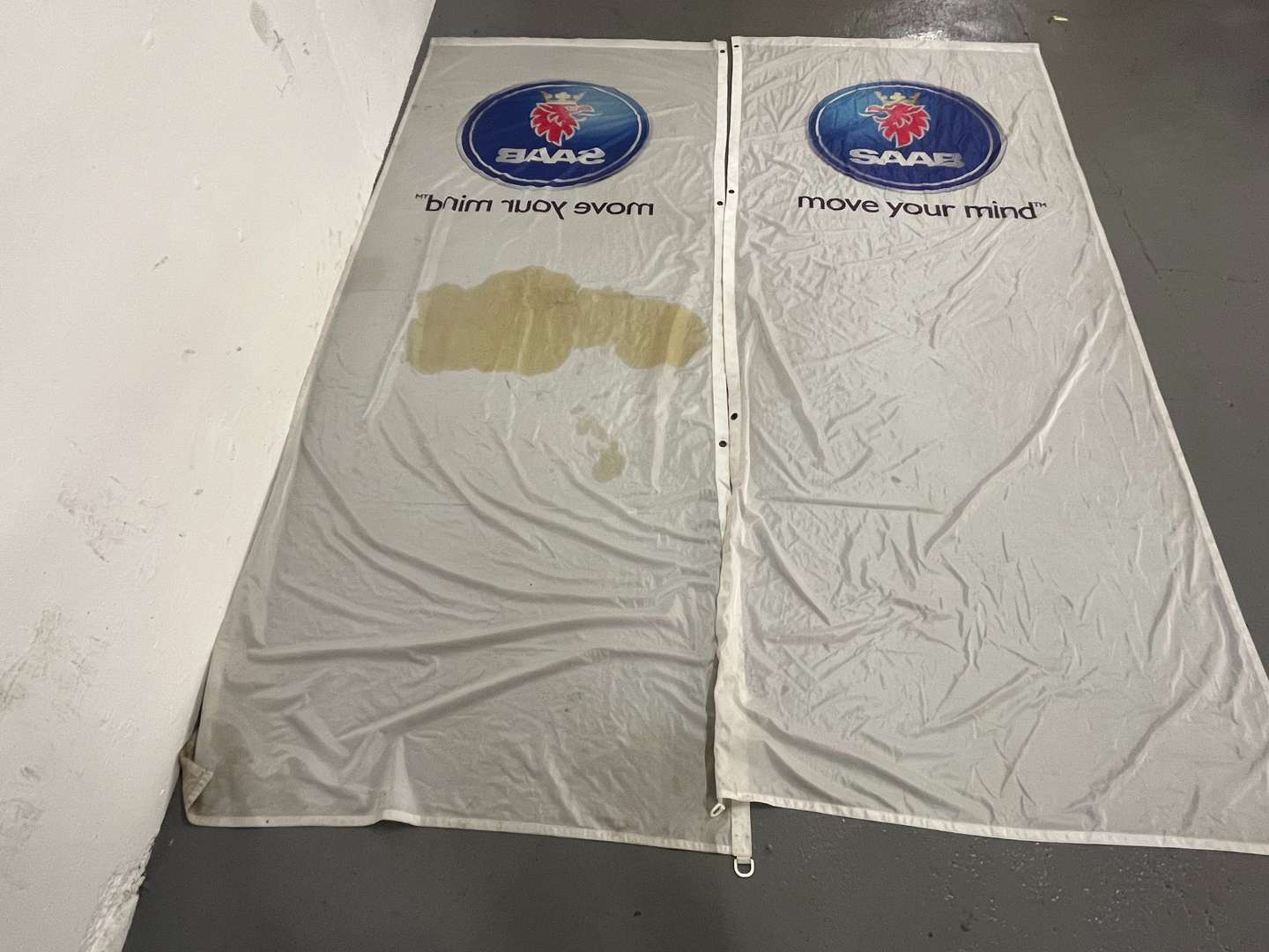 <p>Two Saab Dealership Flags</p>