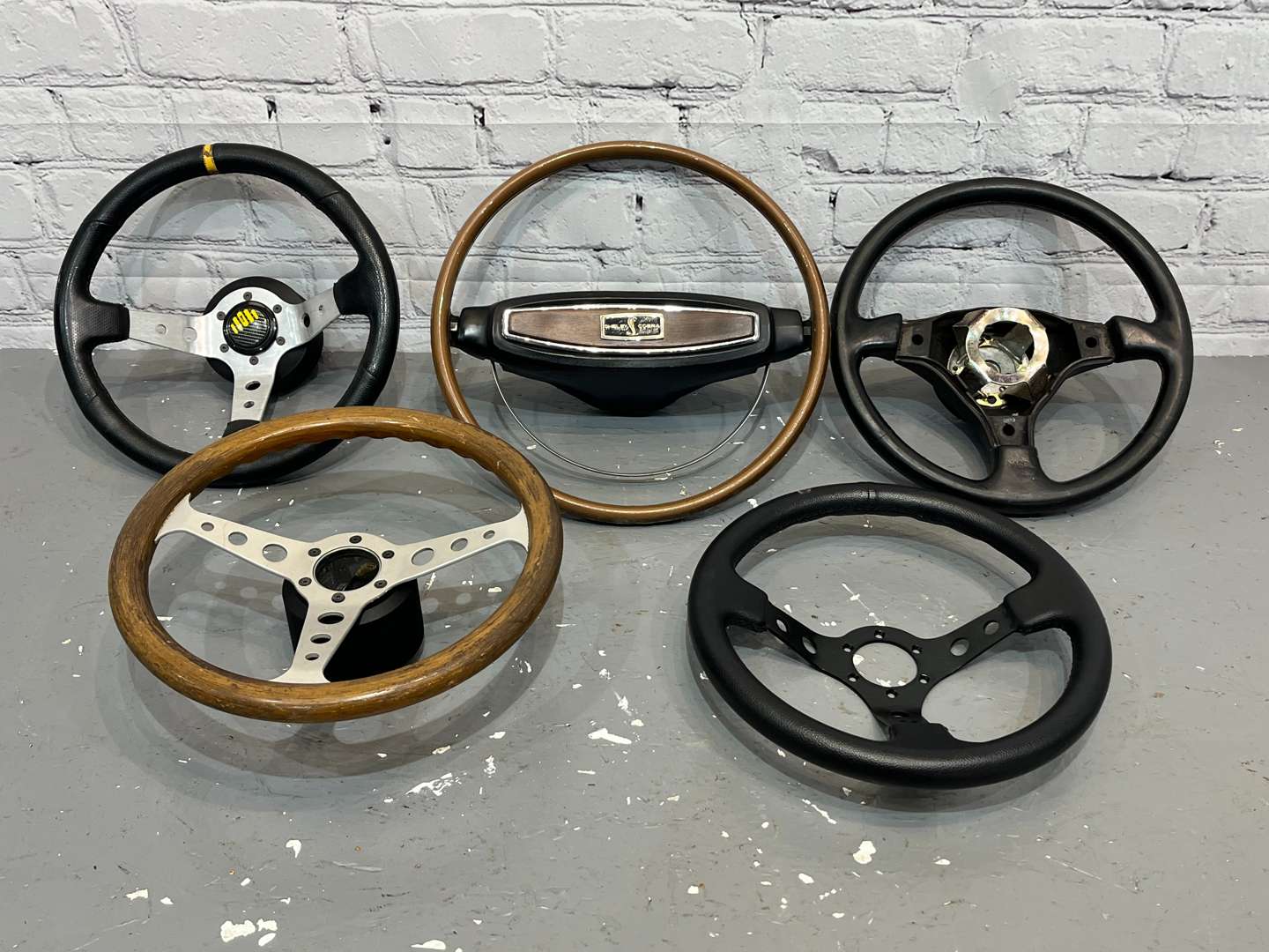 <p>Five Classic Car Steering Wheels</p>