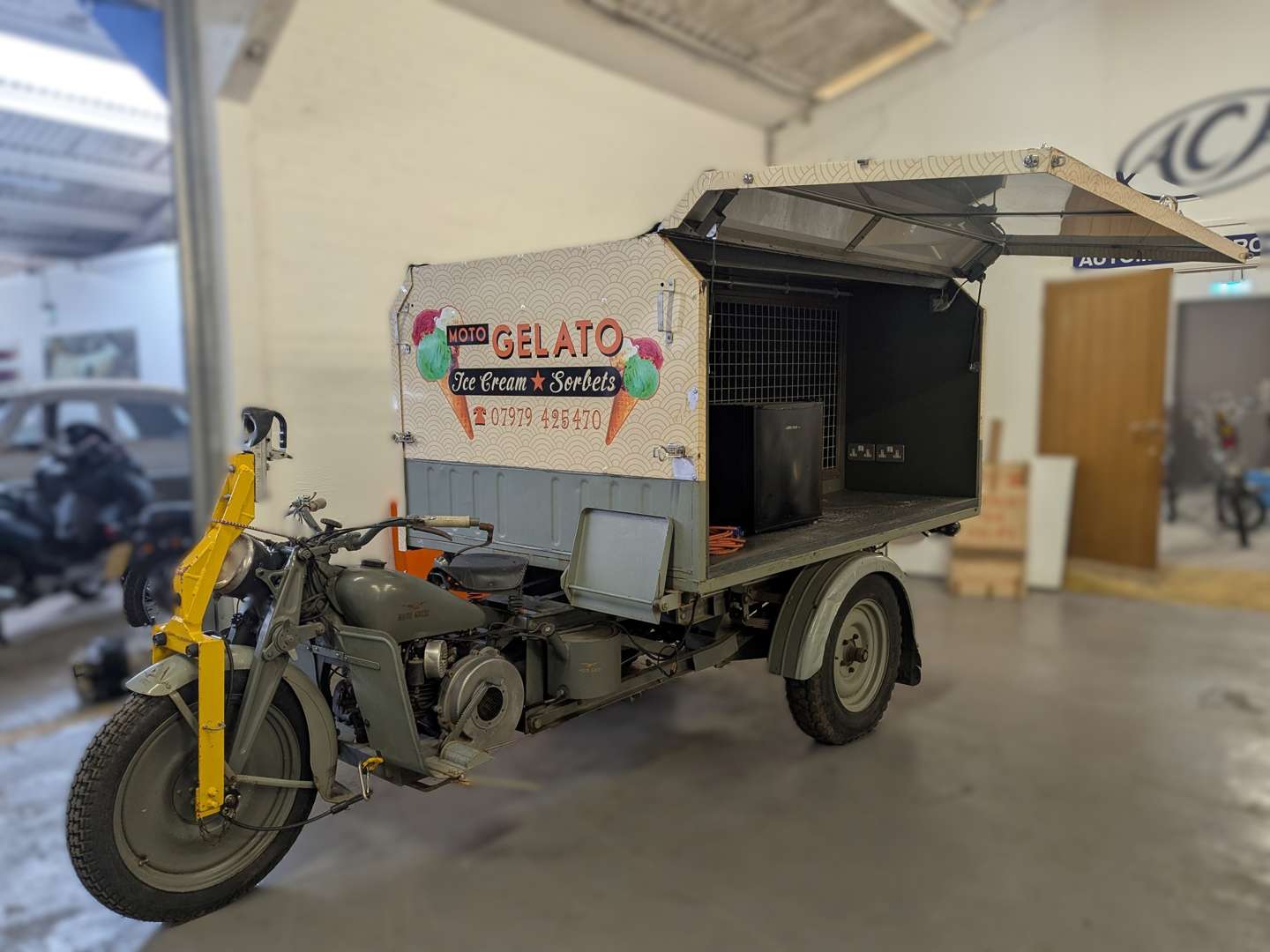 <p>1948 MOTO GUZZI ECOLE ICE CREAM CART</p>