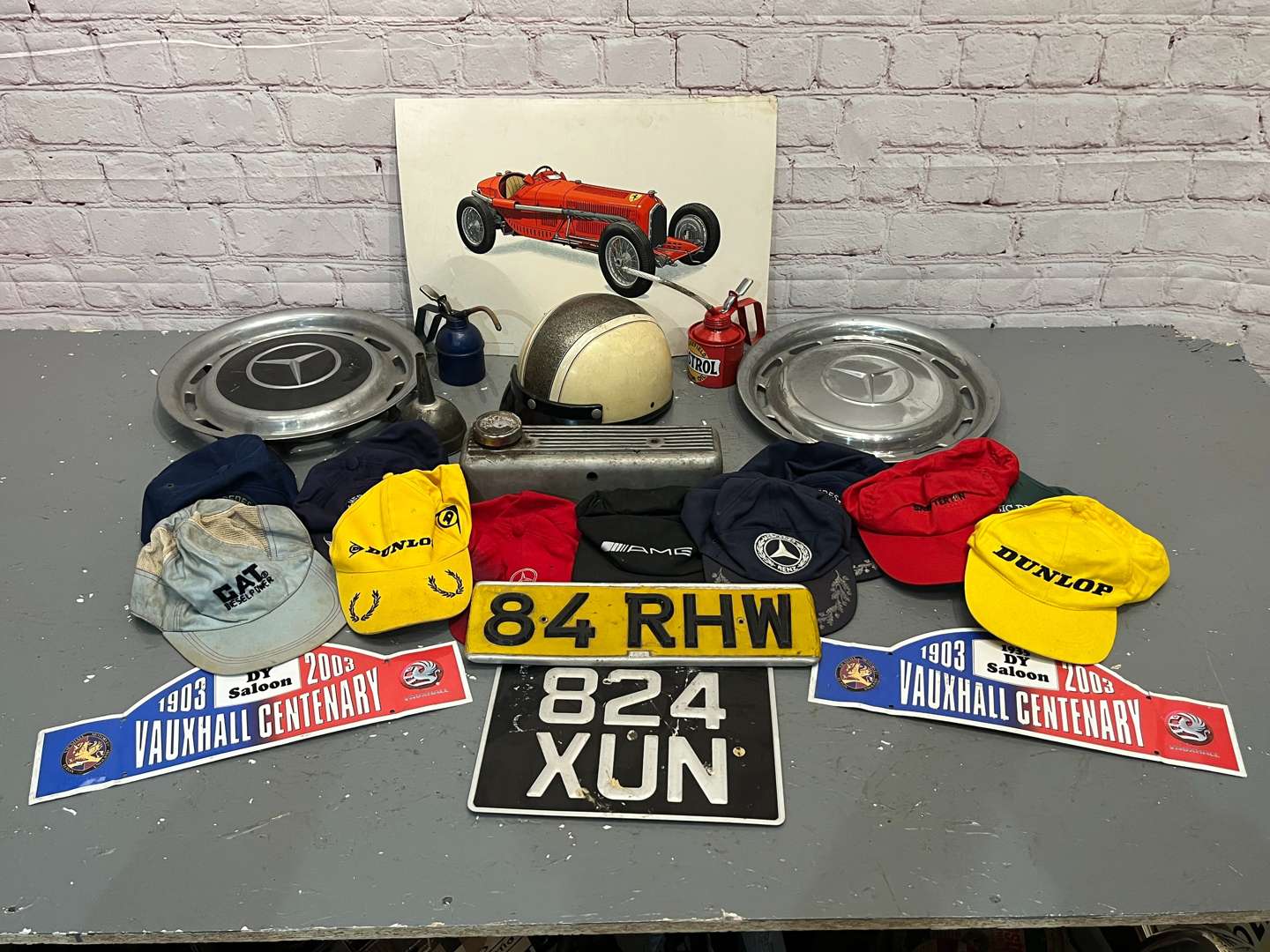 <p>Mixed Lot Rally Plaques, Mercedes Caps Etc</p>