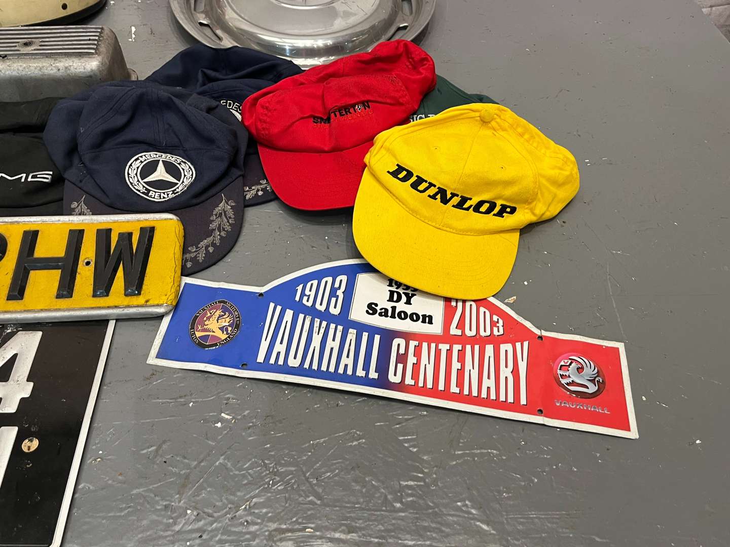 <p>Mixed Lot Rally Plaques, Mercedes Caps Etc</p>