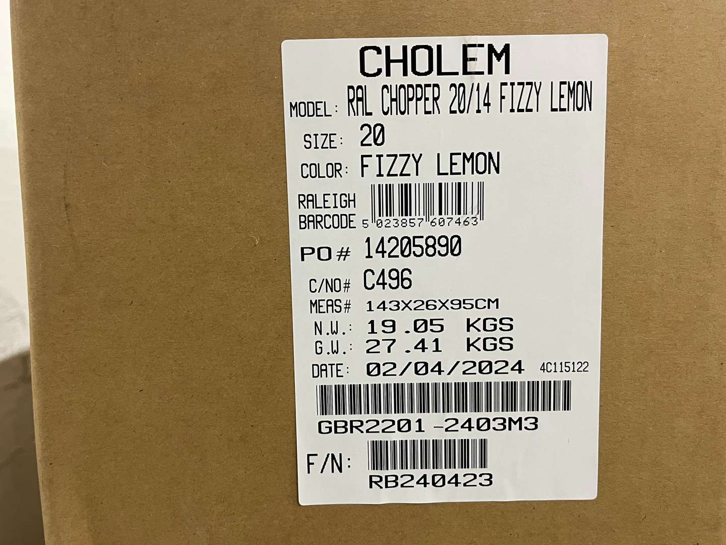 <p>Mk IIII Raleigh Chopper 2024 Edition In Fizzy Lemon Still Boxed and Unopened&nbsp;</p>