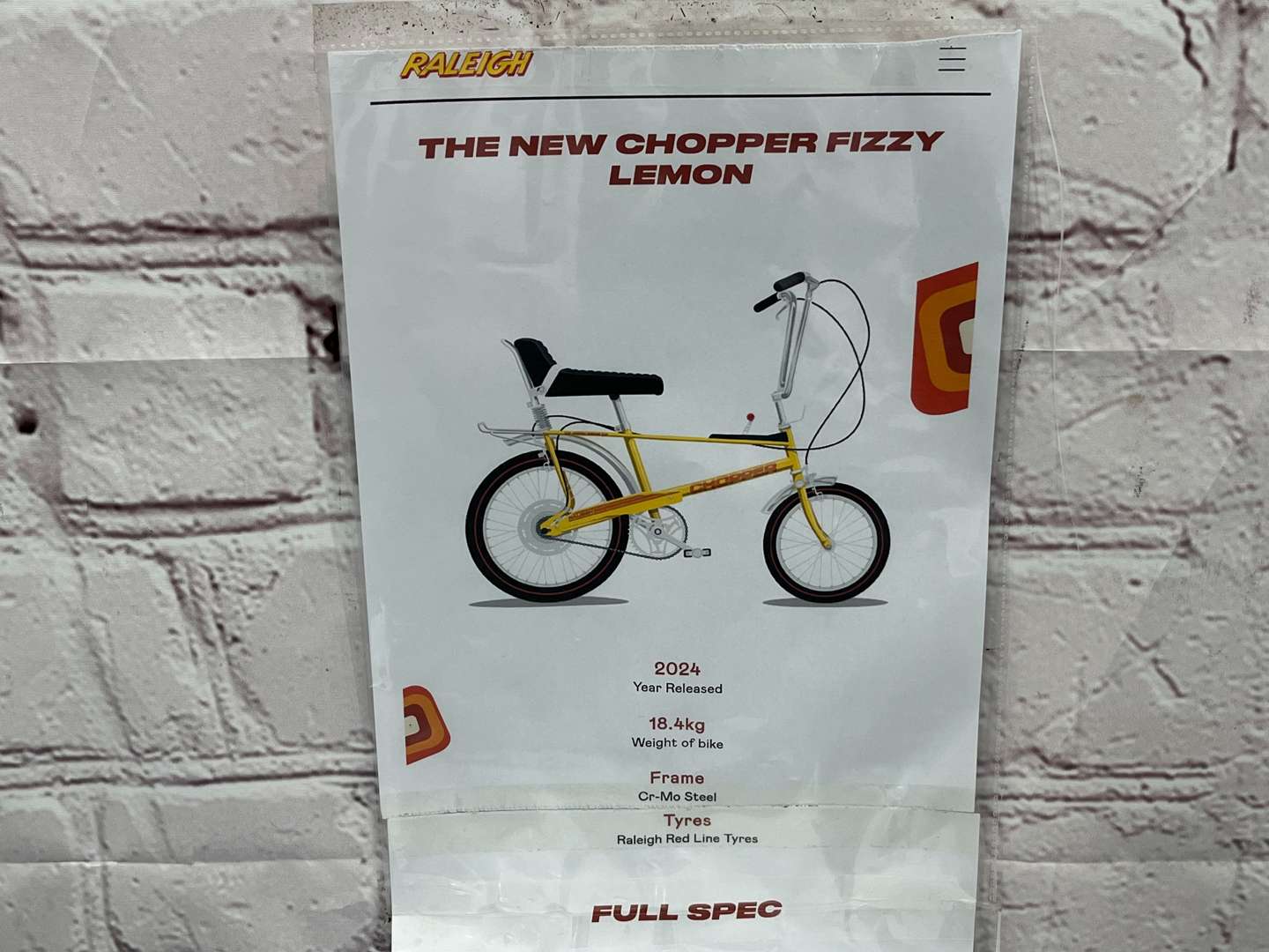 <p>Mk IIII Raleigh Chopper 2024 Edition In Fizzy Lemon Still Boxed and Unopened&nbsp;</p>