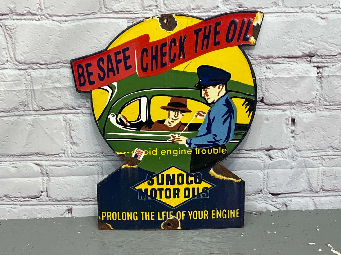 <p>Sunoco Motor Oils Enamel Sign</p>