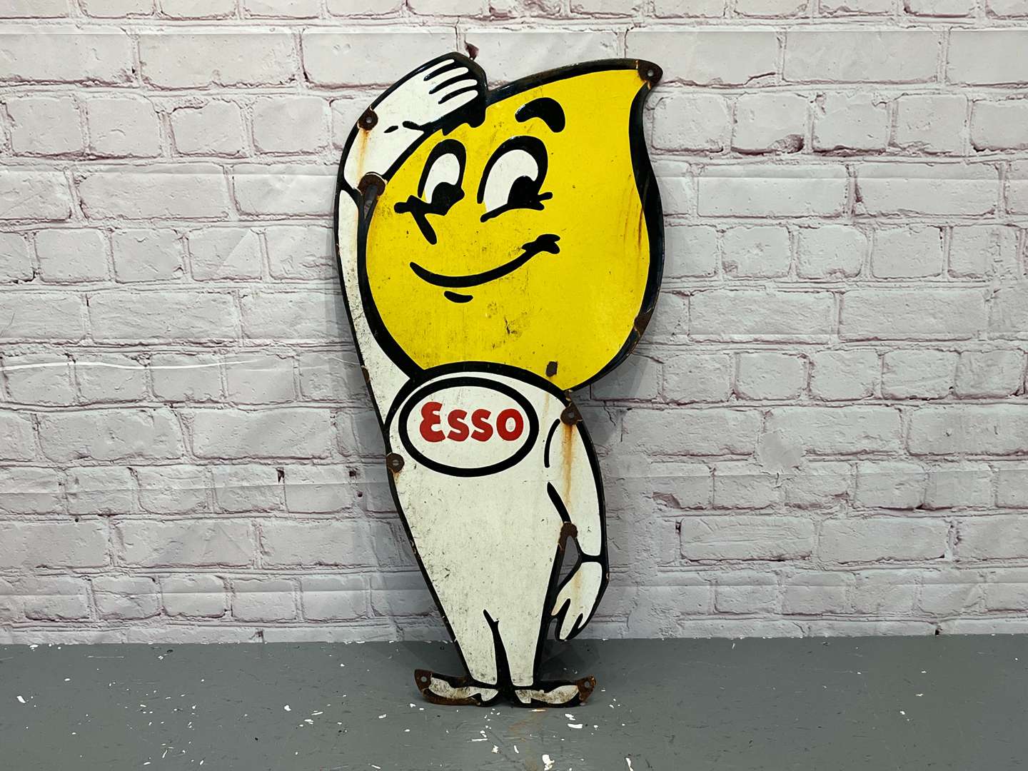 <p>Esso Mr Drip Enamel Sign</p>
