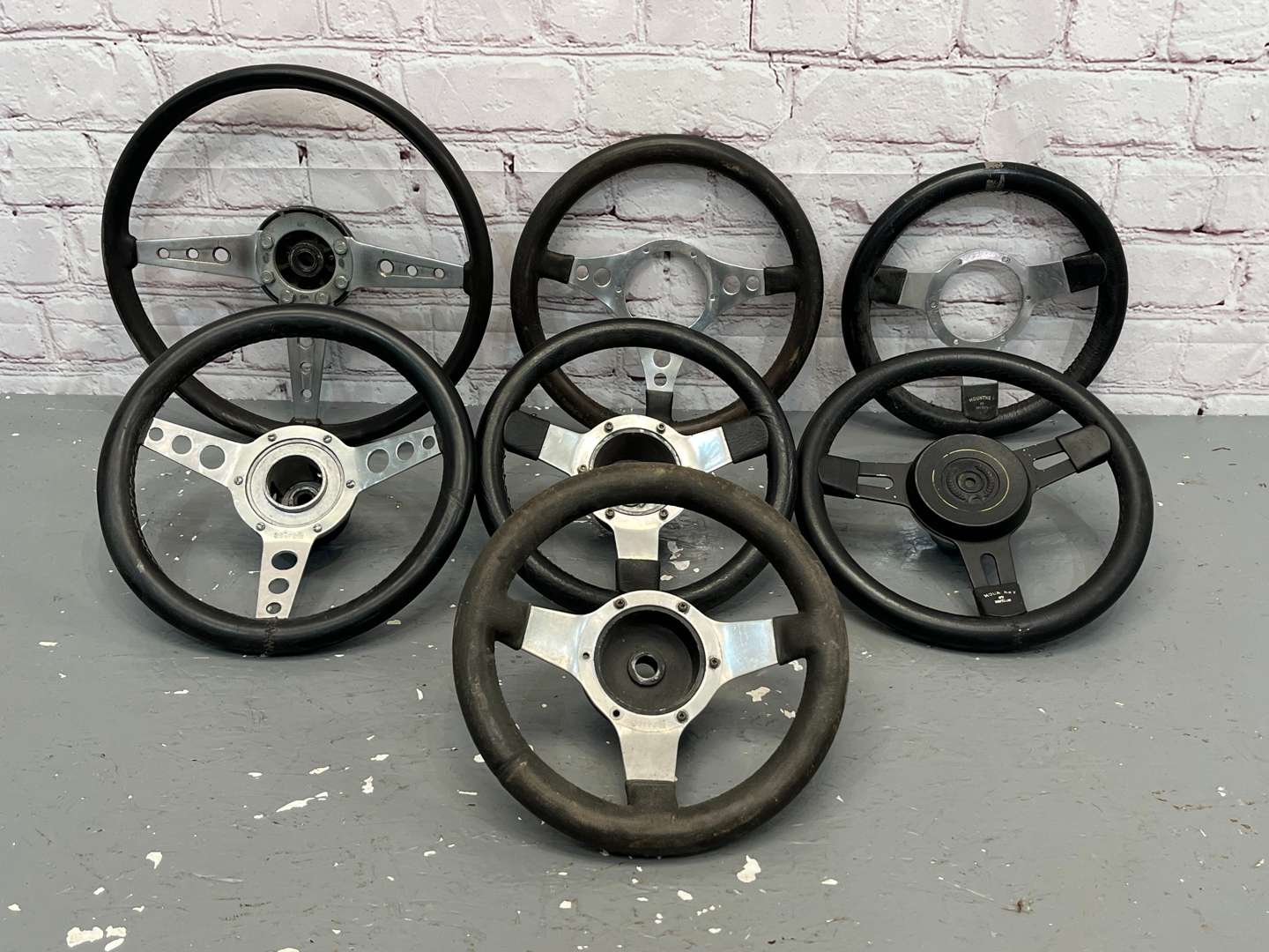 <p>Seven Classic Car Steering Wheels</p>