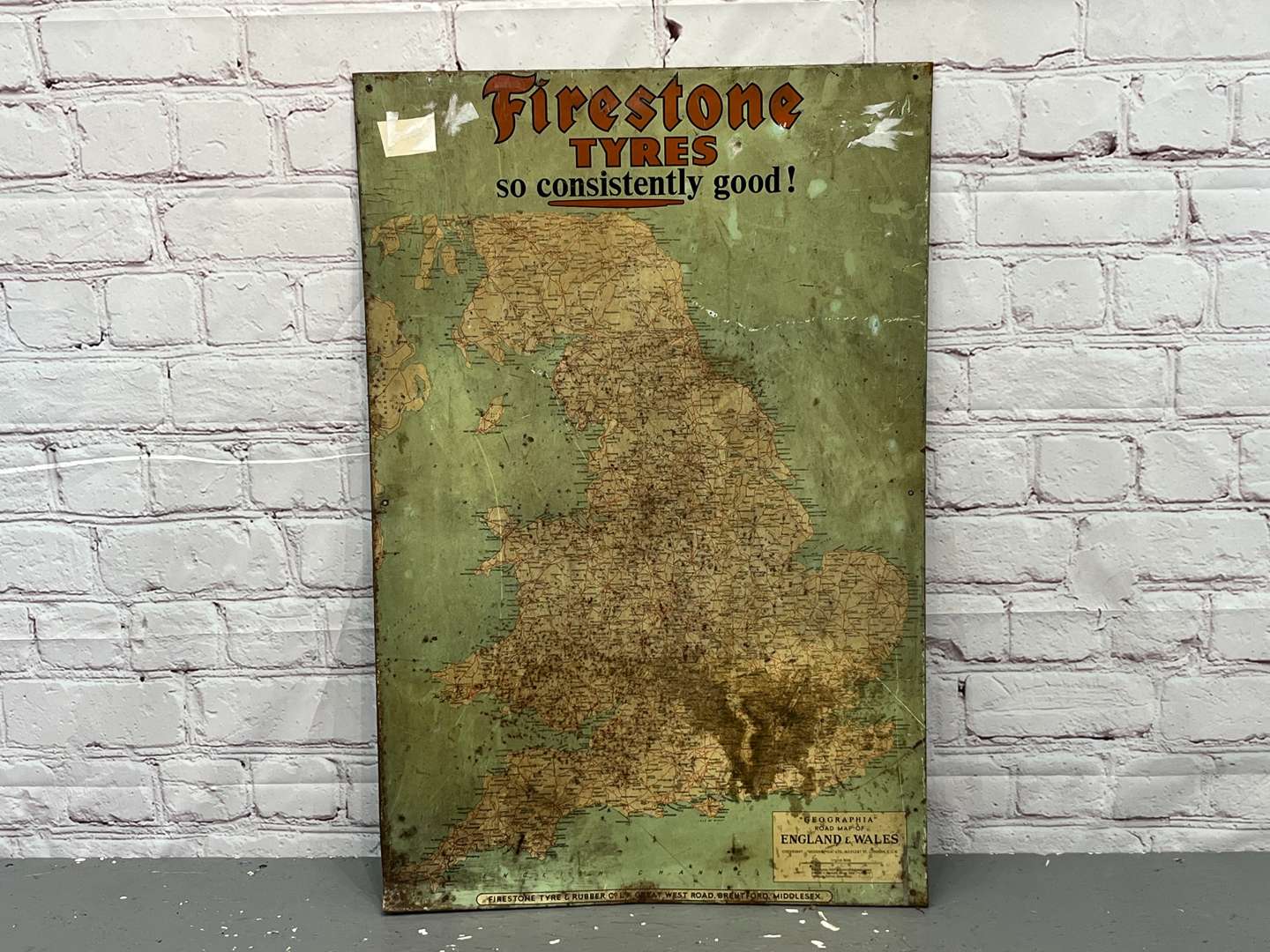 <p>Firestone Tyres Tin Map Sign&nbsp;</p>
