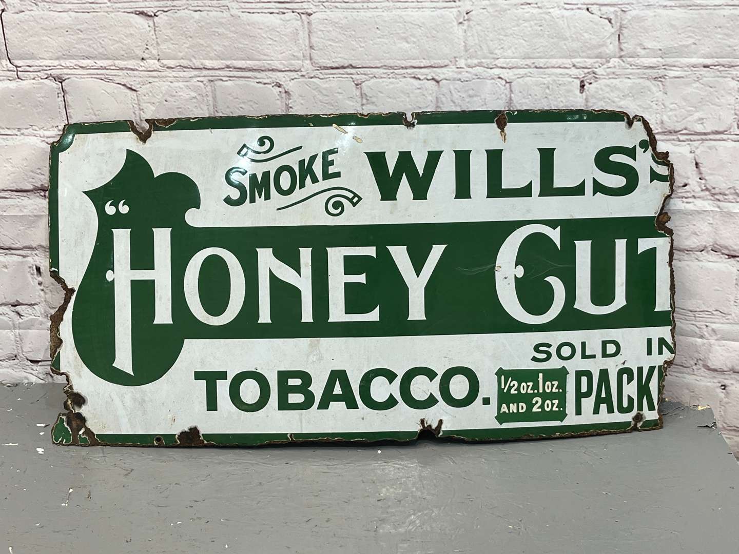 <p>Wills Honey Cut Tobacco Enamel Sign</p>