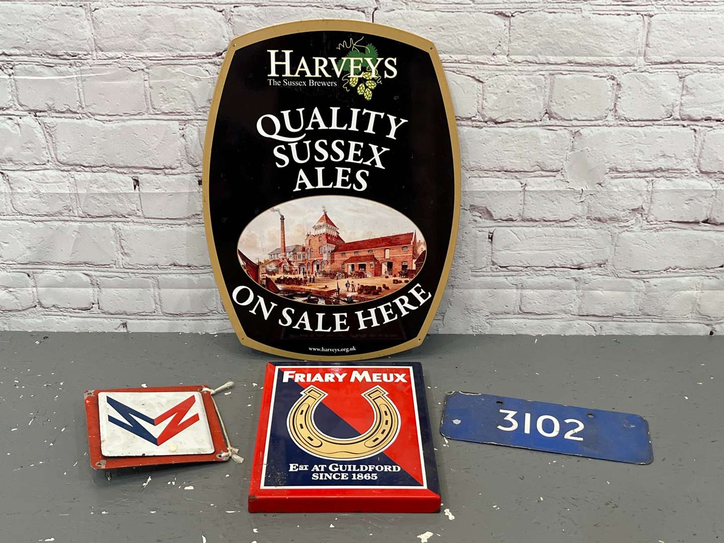 <p>Four Assorted Signs, Friary Meux, Harveys Etc (4)</p>