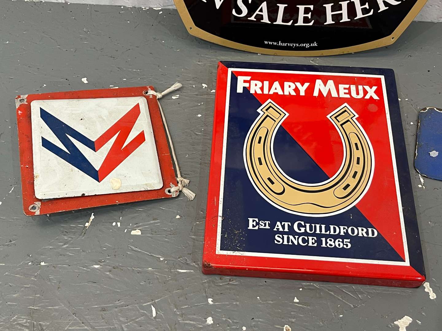 <p>Four Assorted Signs, Friary Meux, Harveys Etc (4)</p>