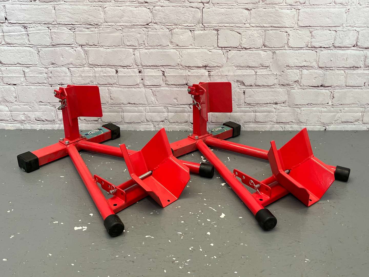 <p>Two Motorbike Front Wheel Chock Stands</p>