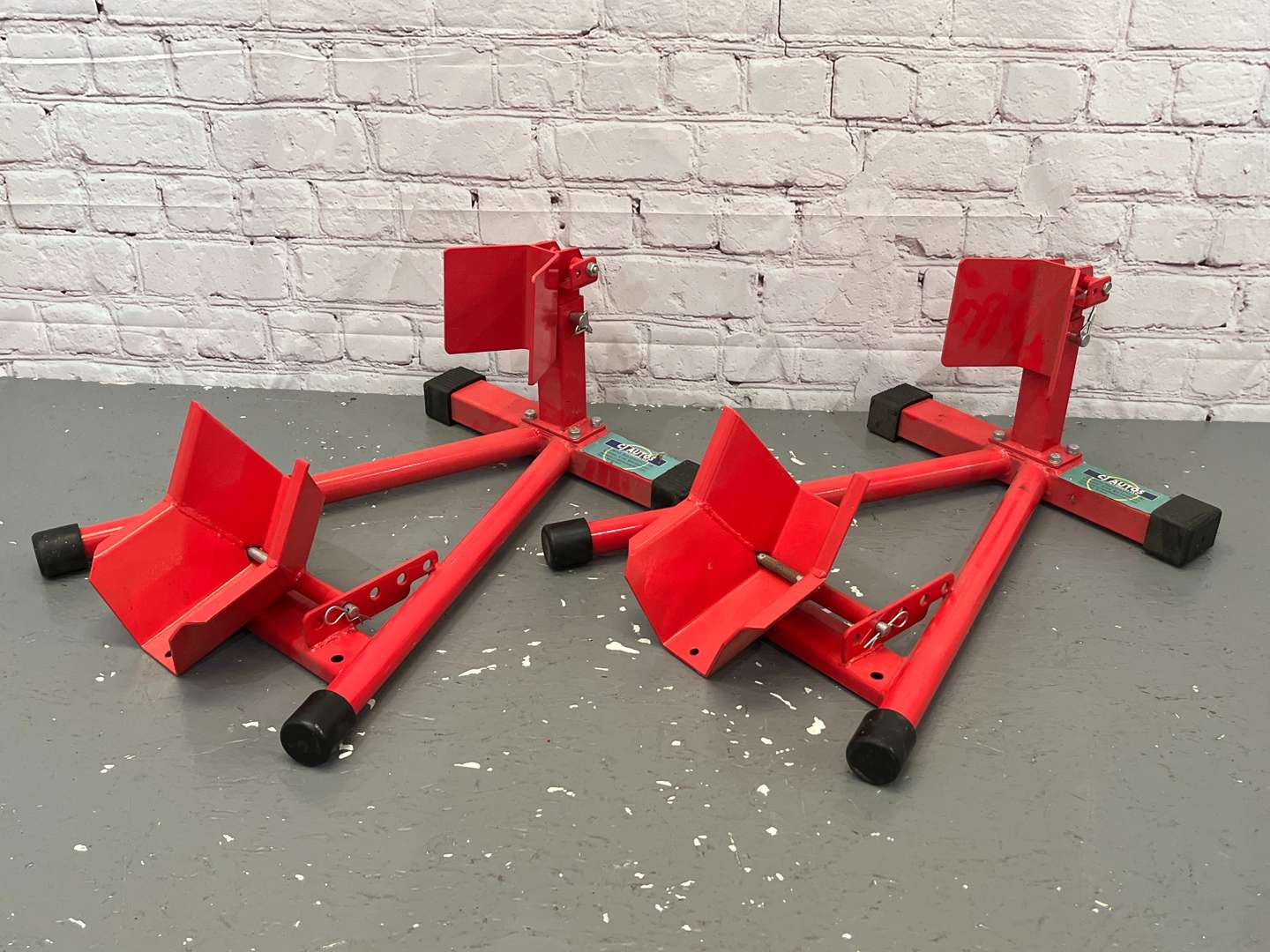 <p>Two Motorbike Front Wheel Chock Stands</p>