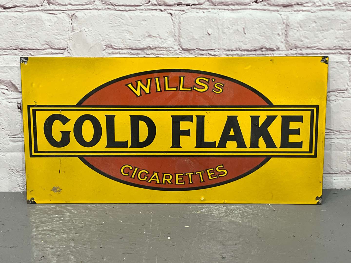<p>Wills Gold Flake Cigarettes Enamel Sign</p>