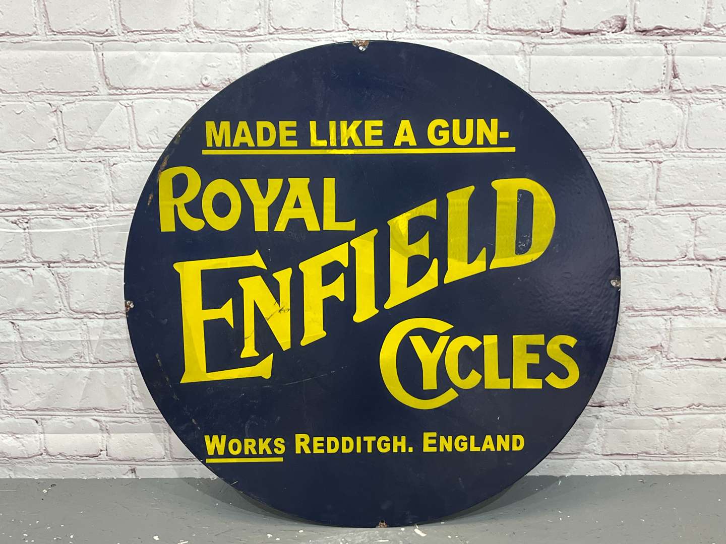 <p>Royal Enfield Cycles Enamel Sign</p>