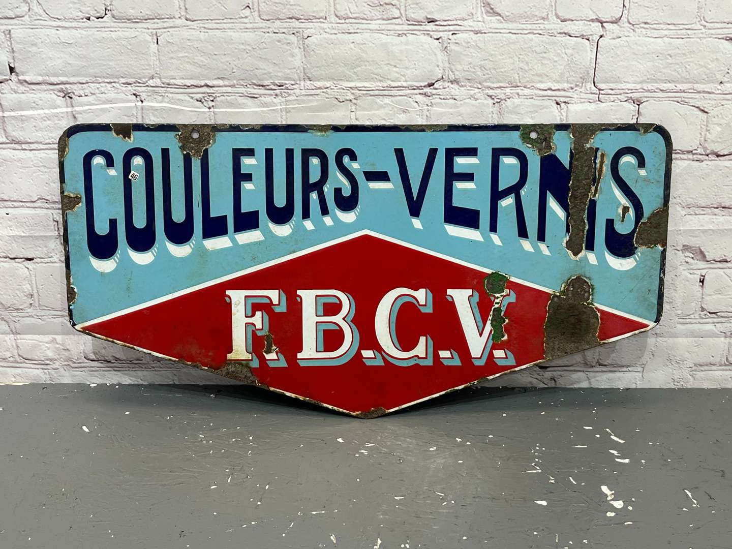 <p>Couleurs-Verns F.B.C.V. Double Sided Enamel Sign</p>