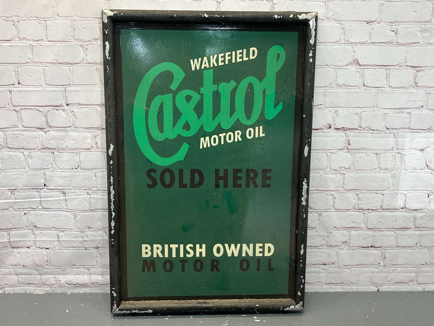 <p>Castrol Wakefield Sold Here Aluminium Framed Sign</p>