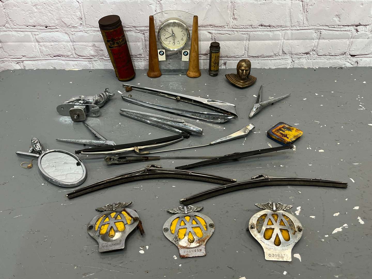 <p>Mixed Lot of Car Mascots AA Badges Classic Window Wipers Etc</p>