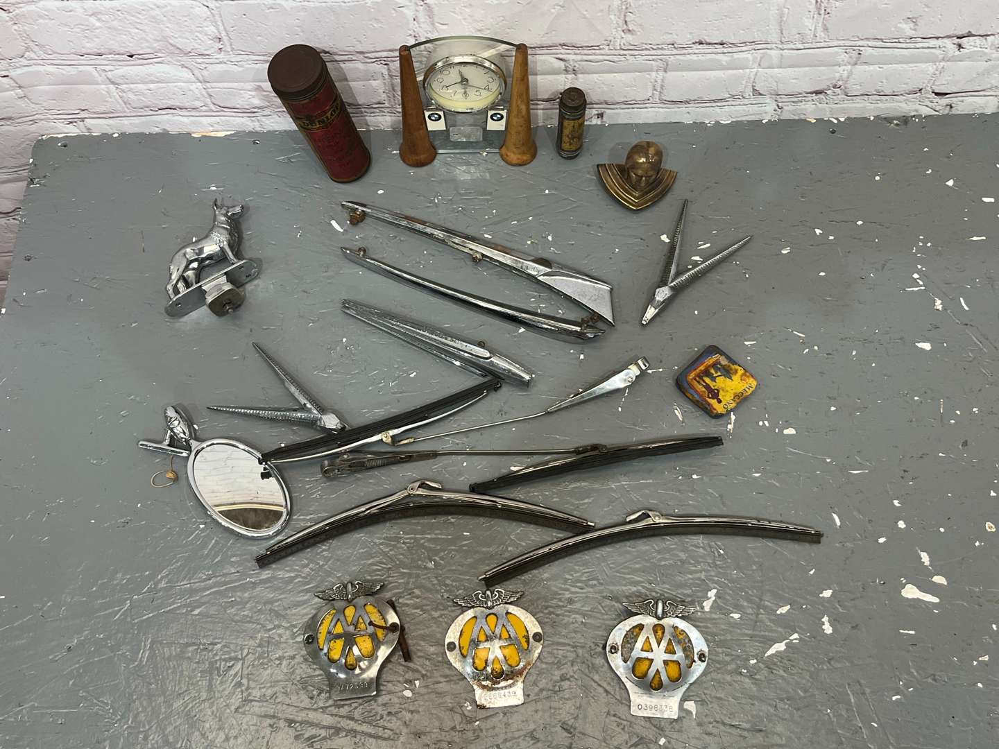 <p>Mixed Lot of Car Mascots AA Badges Classic Window Wipers Etc</p>