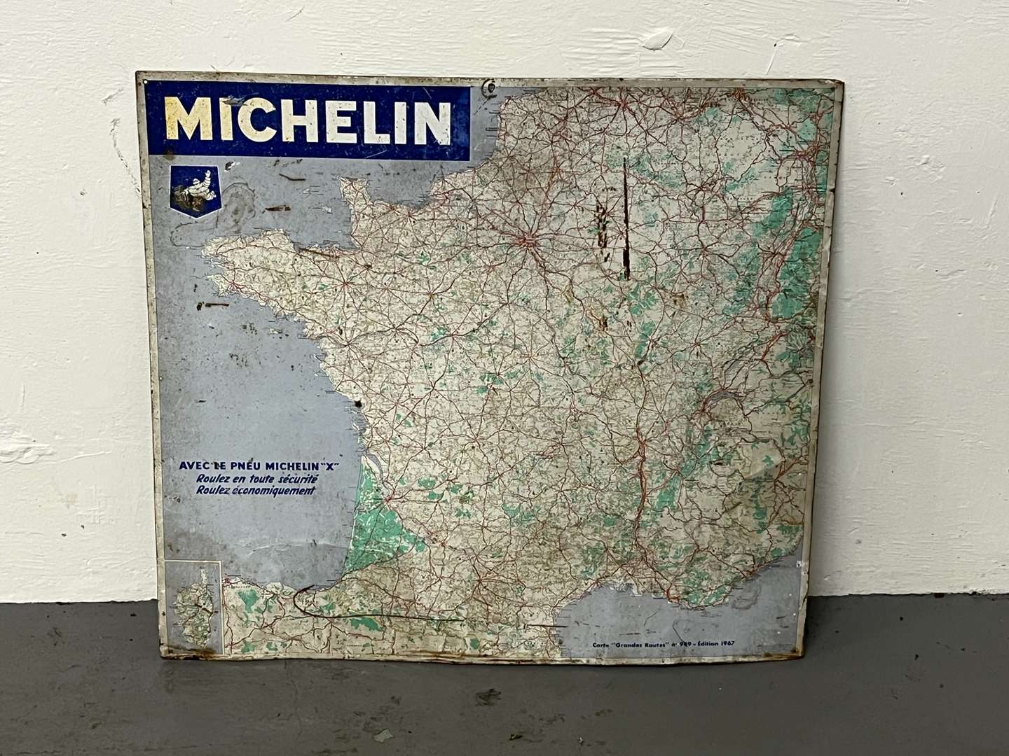 <p>French Tin Michelin Map Sign</p>