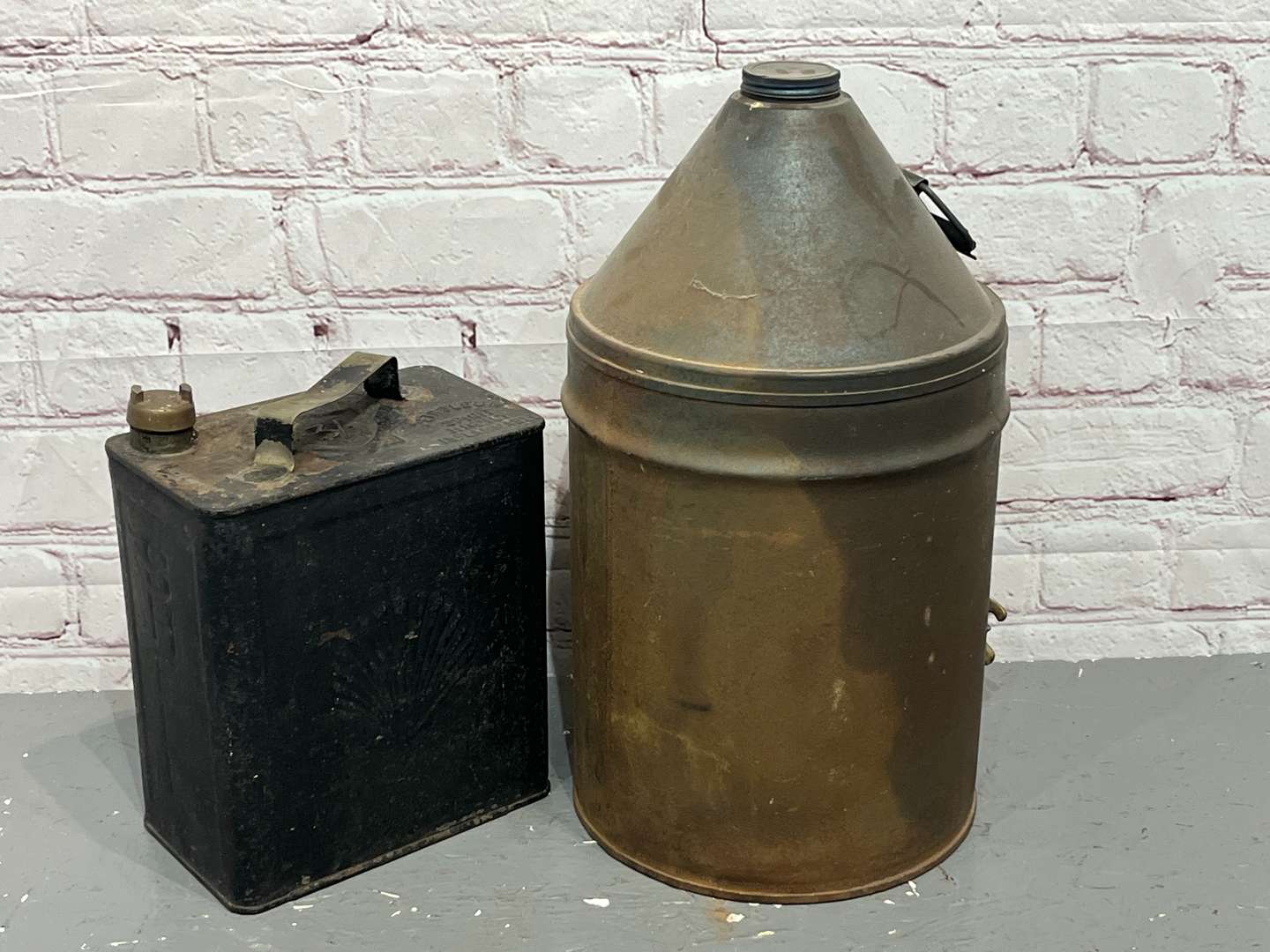 <p>Esso Paraffin Can & Shell Two Gallon Fuel Can (2)</p>
