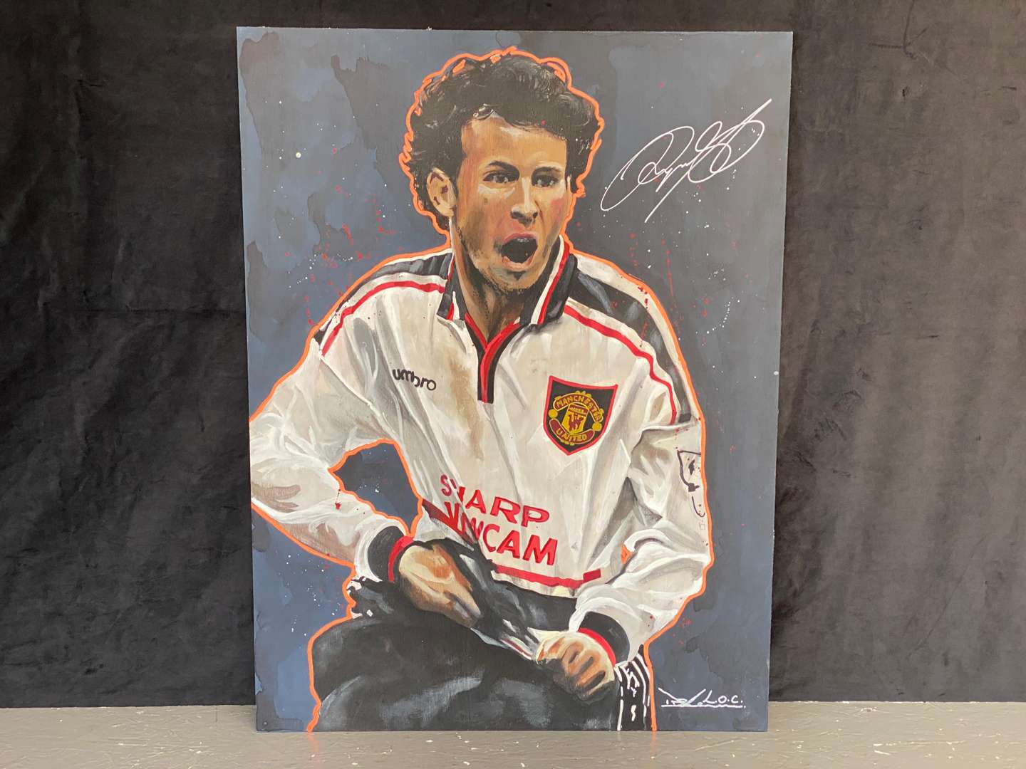 <p>DAVID SHEARER, “RYAN GIGGS”, SIGNED ACRYLIC ON BOARD&nbsp;</p>