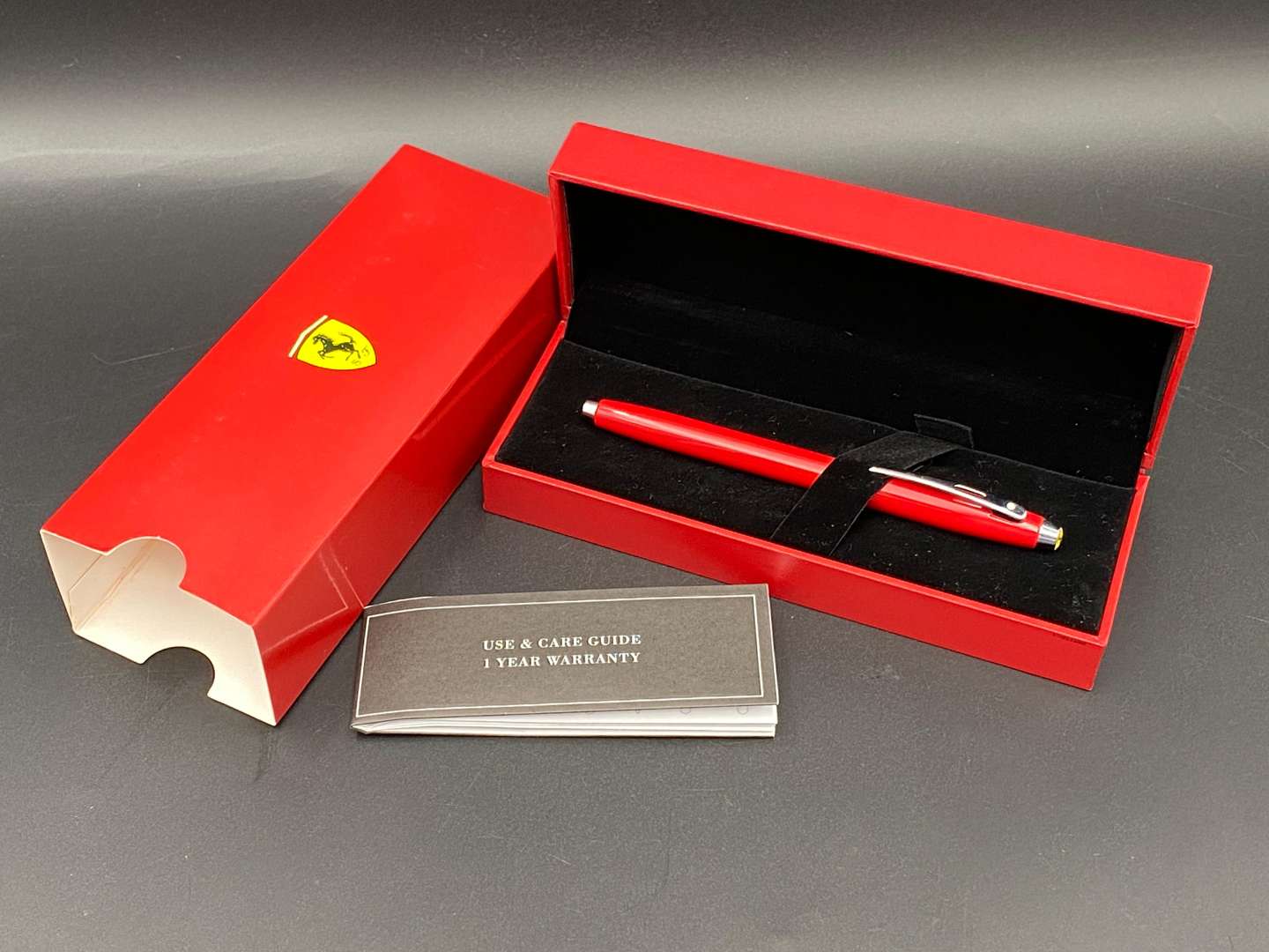 <p>SHEAFFER FOR FERRARI, RED BALL POINT PEN WITH FITTED BOX</p>