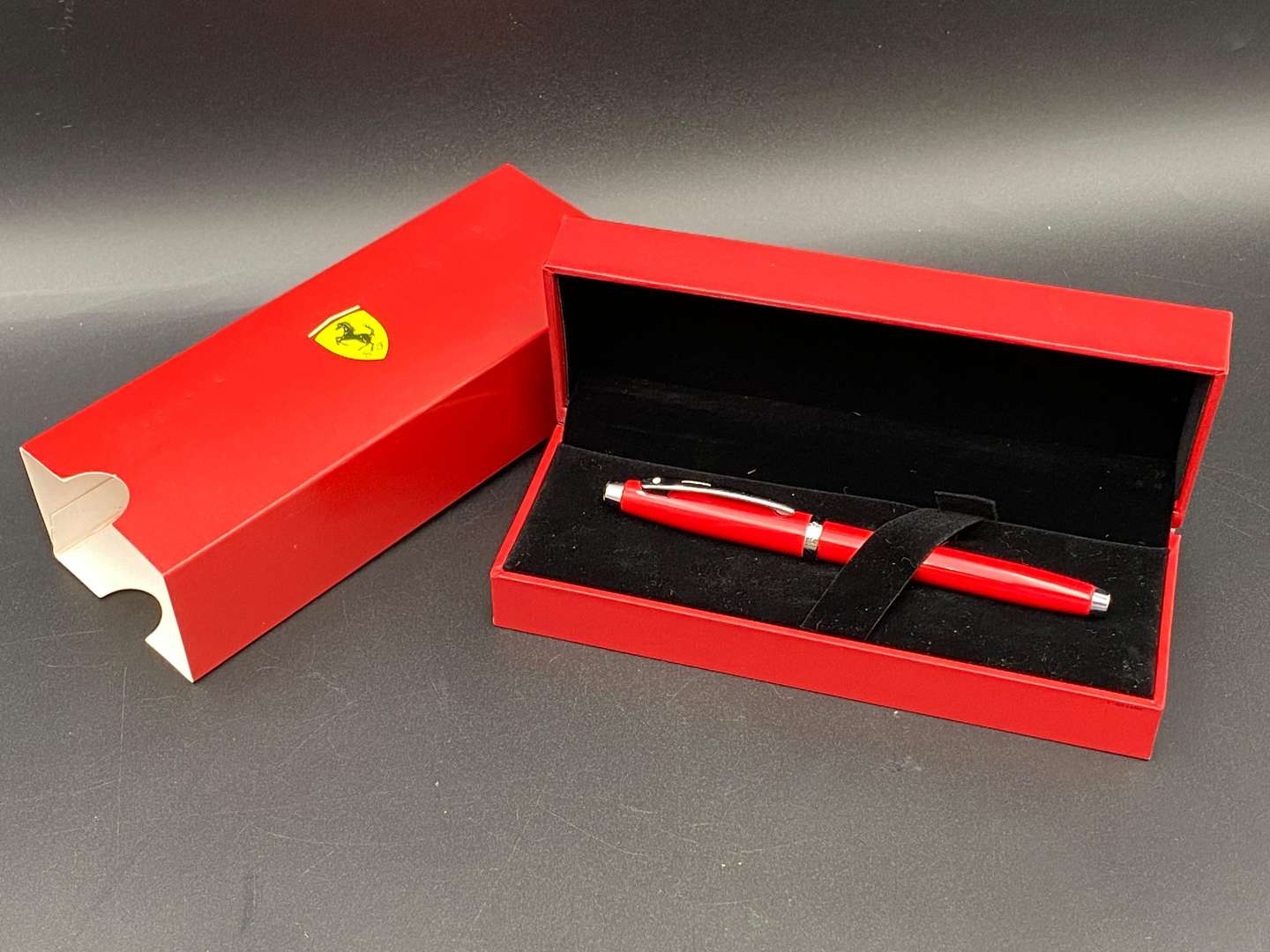 <p>SHEAFFER FOR FERRARI, RED BALL POINT PEN WITH FITTED BOX</p>