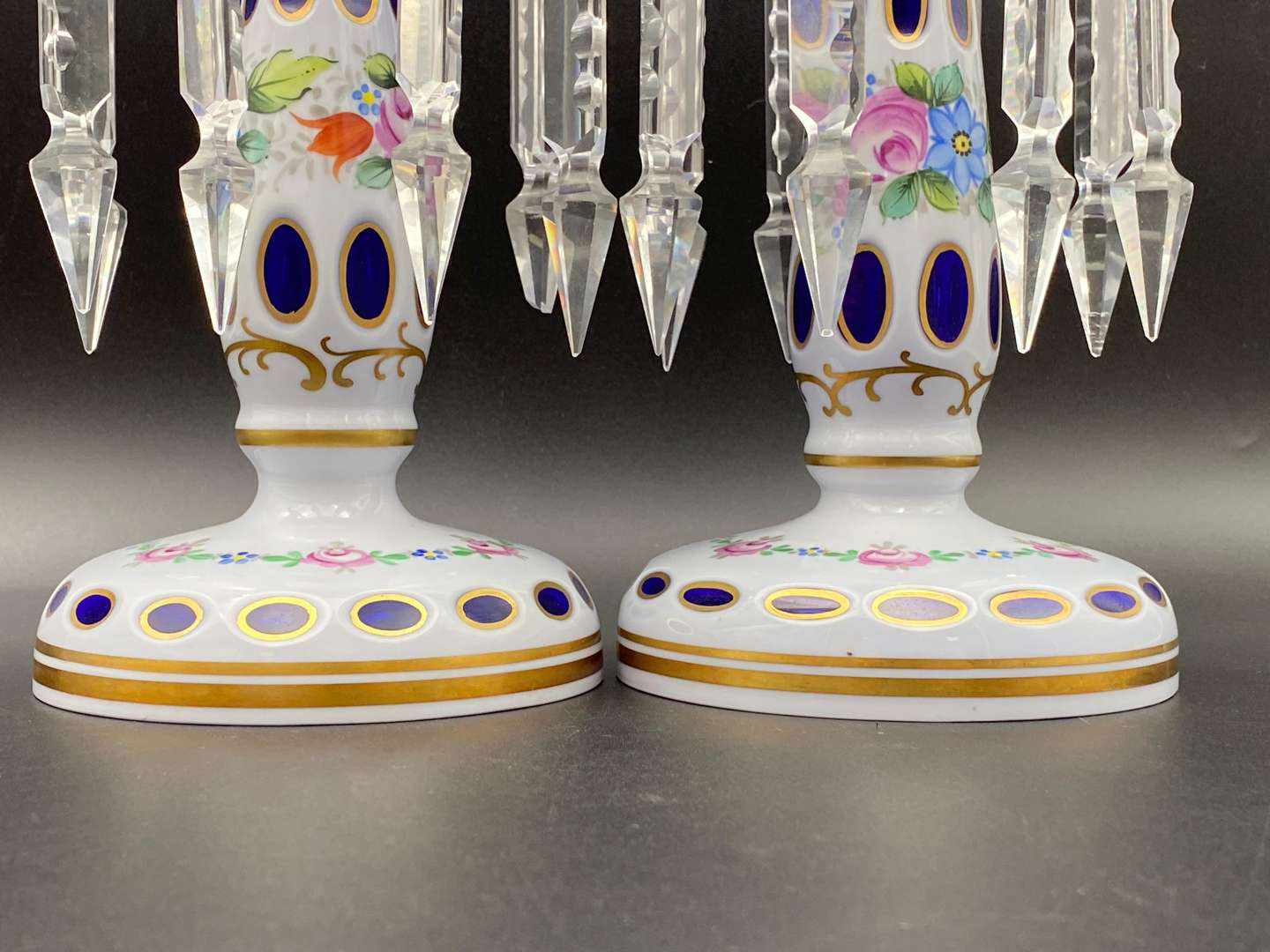 <p>PAIR OF 20TH CENTRUY GLASS LUSTRES,</p>