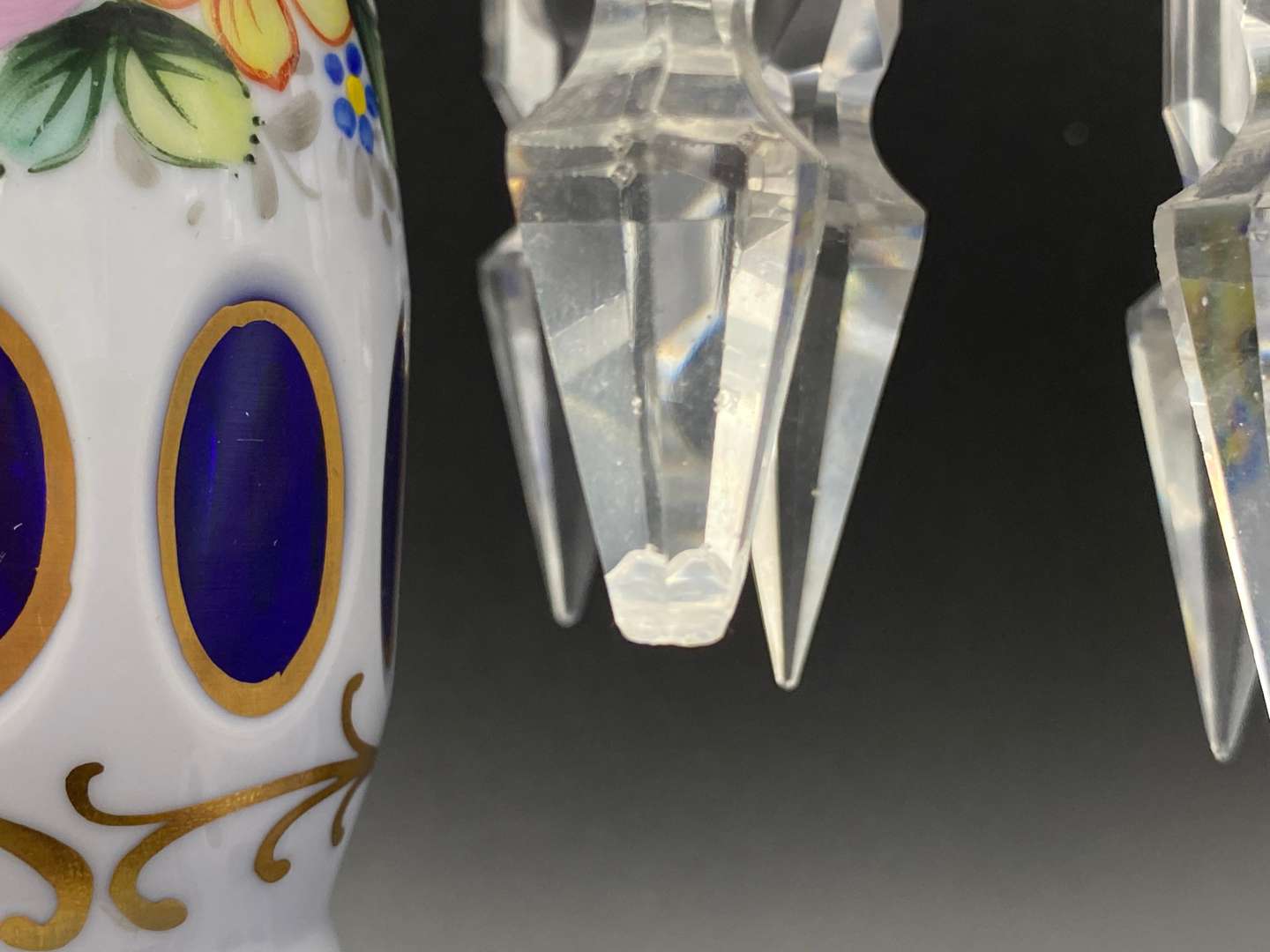 <p>PAIR OF 20TH CENTRUY GLASS LUSTRES,</p>