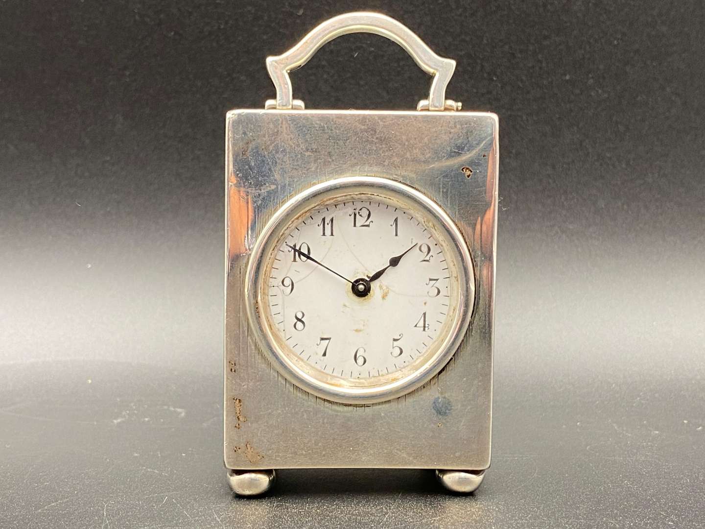 <p>SILVER CASED BOUDOIR TIMEPIECE</p>