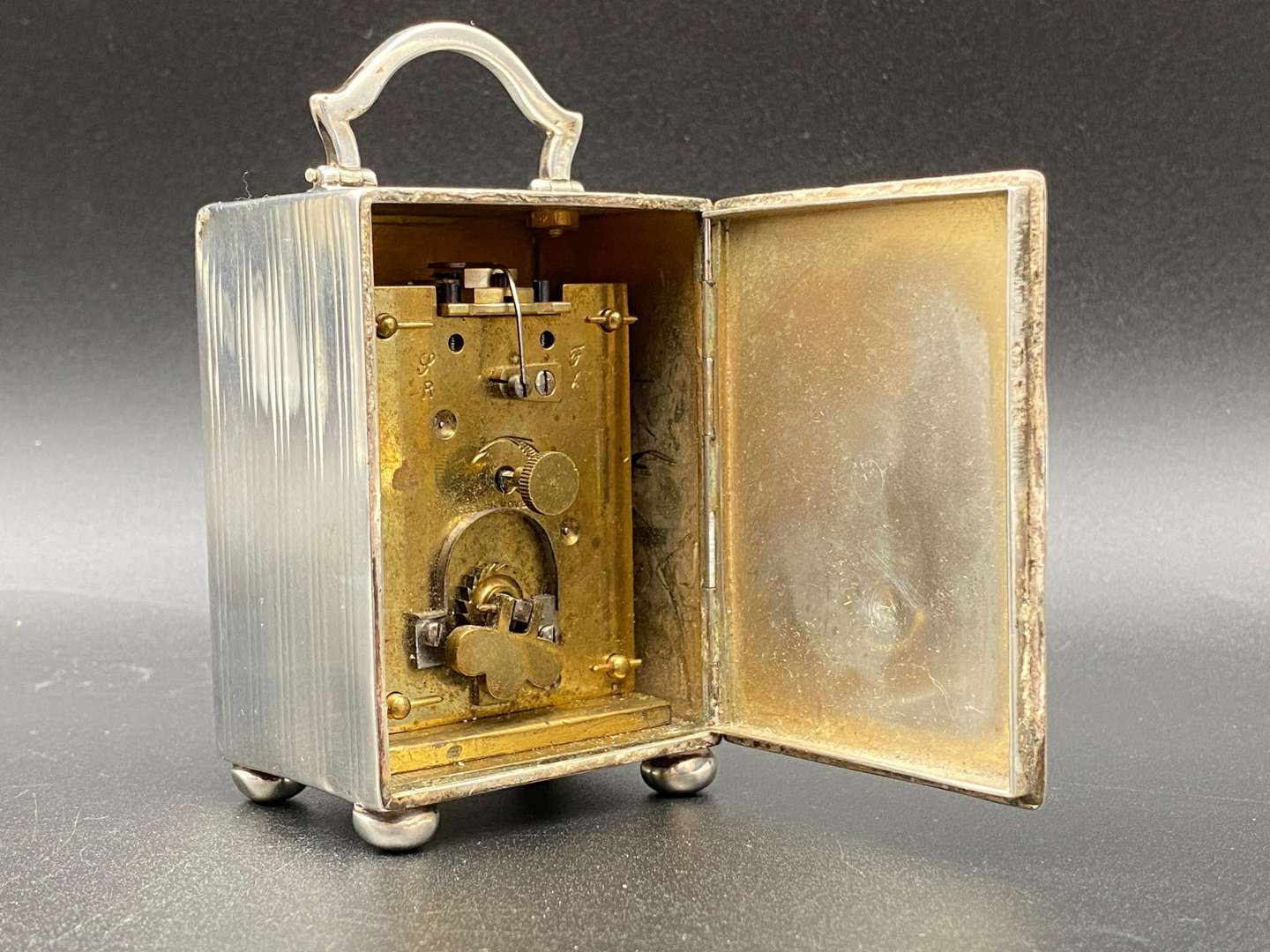<p>SILVER CASED BOUDOIR TIMEPIECE</p>