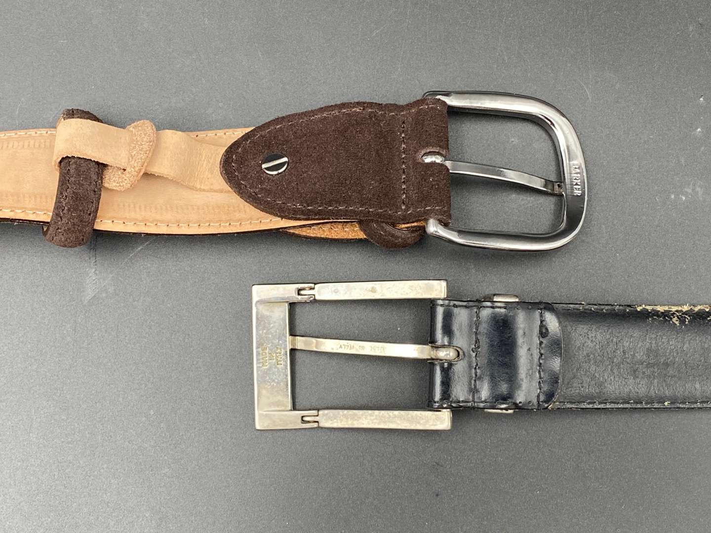 <p>2 VARIOUS DRESS BELTS (2)</p>