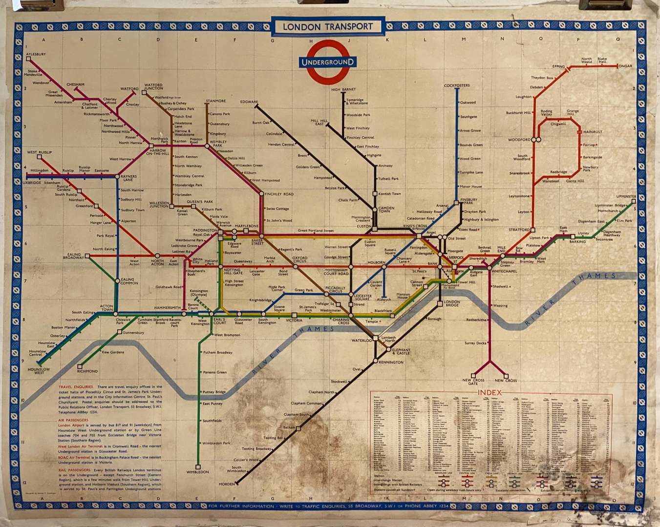 <p>MID 20th CENTURY LONDON UNDERGROUND MAP</p>