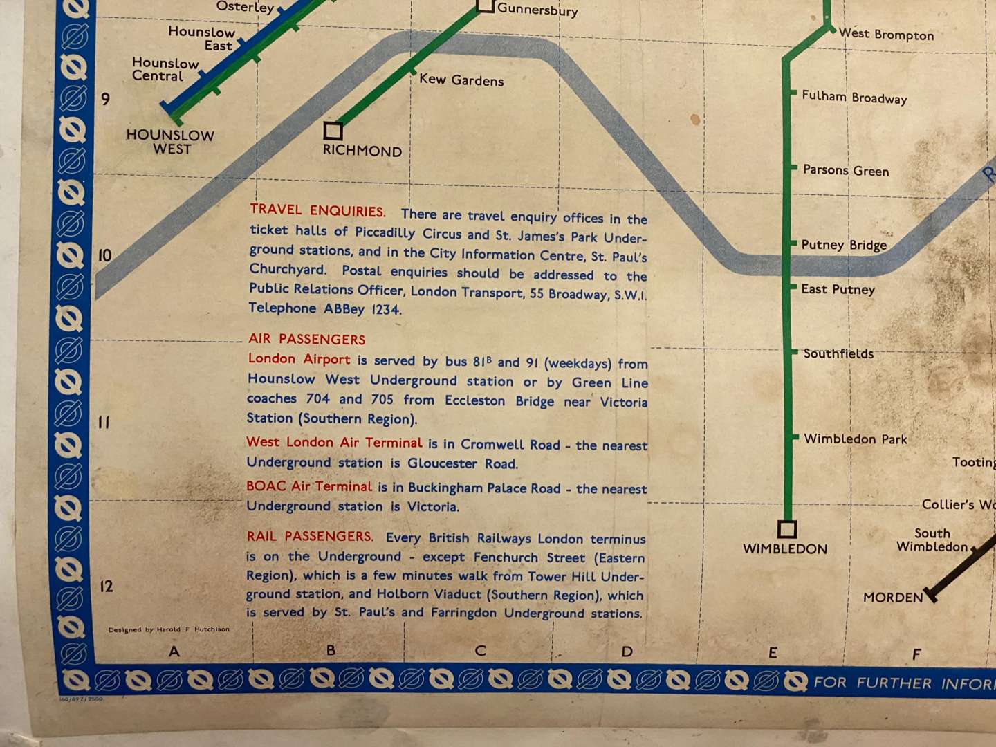<p>MID 20th CENTURY LONDON UNDERGROUND MAP</p>